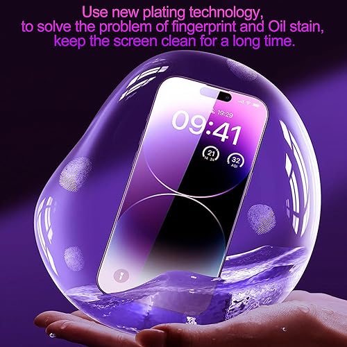 Miniatura 8 de Compatible con iPhone 14, 13, 13 Pro, protector de pantalla de privacidad de 28 grados, vidrio templado antiespía, degradado, colorido, cobertura