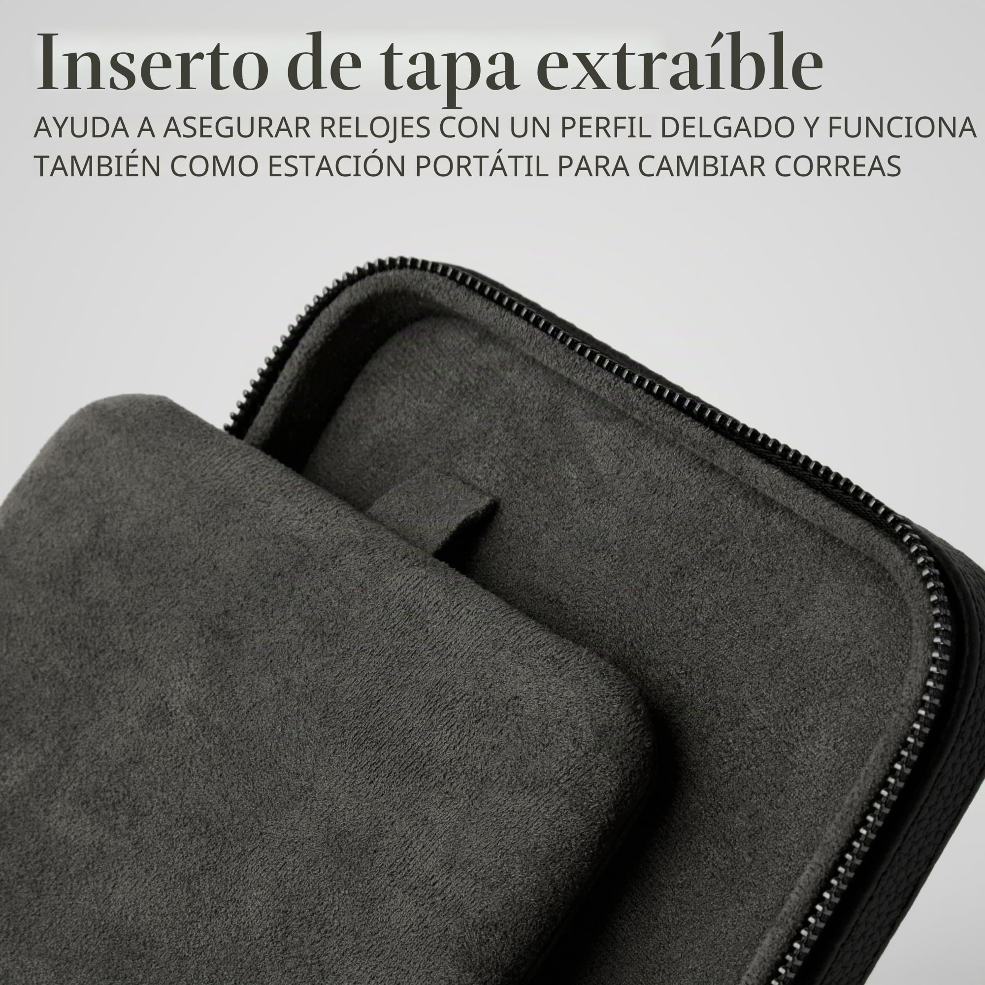 TAWBURY Estuche de viaje para 2 relojes, hecho a mano con cuero auténtico, compacto y ligero, almacenamiento de relojes para el hogar y viajes (negro)
