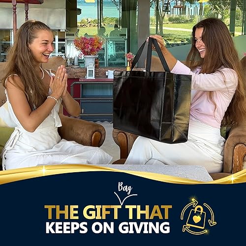 Miniatura 2 de Nush Nush Bolsas de regalo negras de tamaño extra grande  Juego de 12 bolsas de regalo negras reutilizables con asas  Bolsas de regalo de