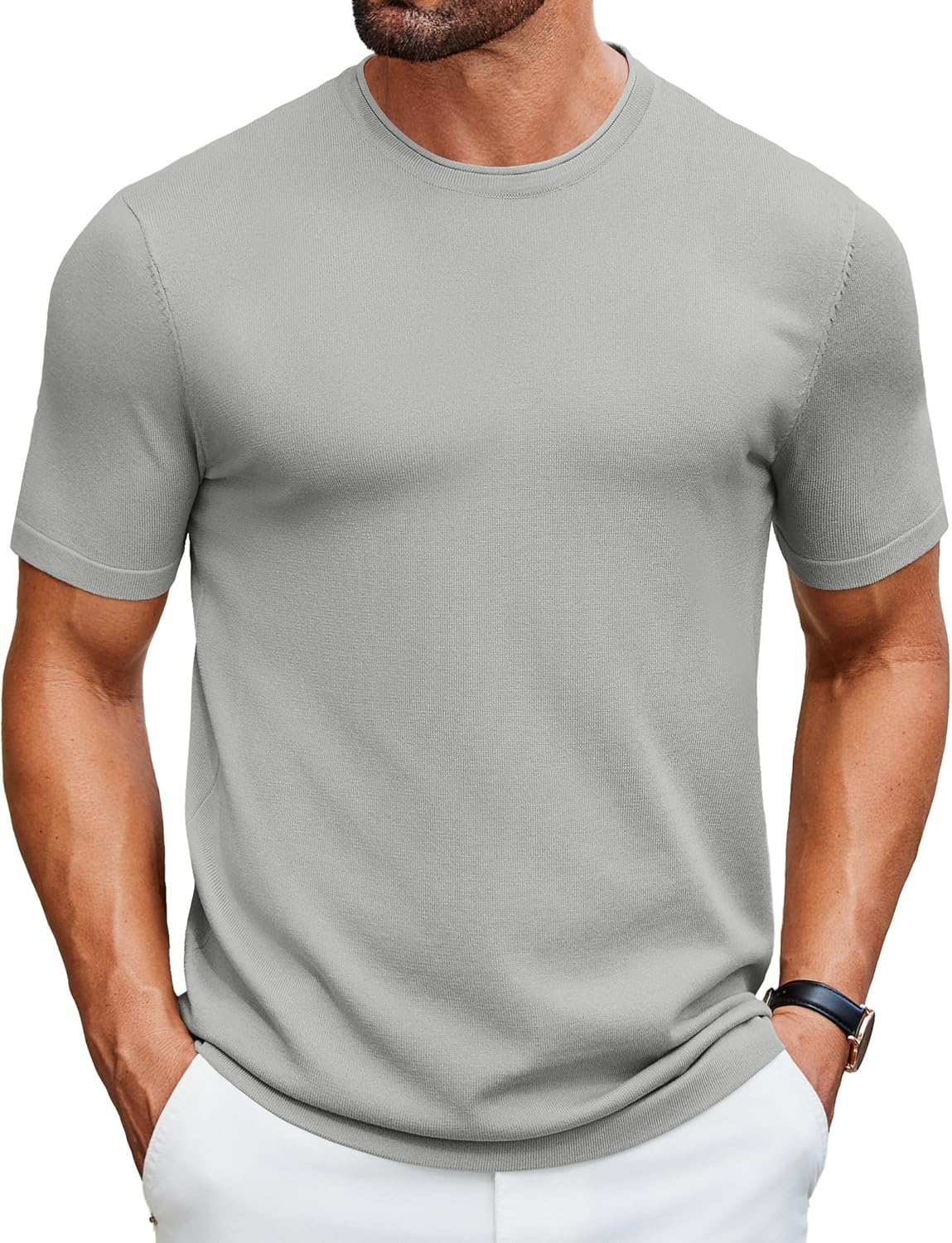 COOFANDY Mens Knit T-Shirts Casual Crewneck Short Sleeve Shirts Summer Tops Basic Pullover Tees