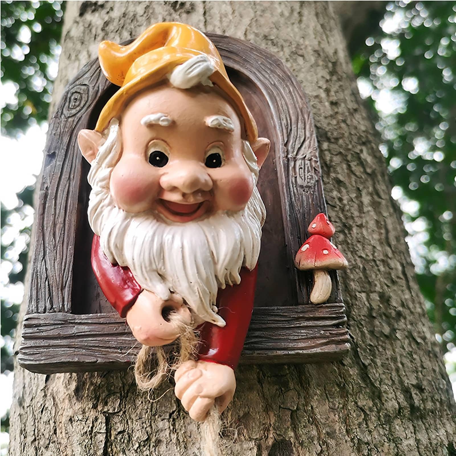 Estatua De Gnomo De Jardín - Estatua De Enano De Jardín, Adornos De Árbol De Estatuas De Resina De Gnomo De Jardíns, Figura De Gnomos De Resina, Escultura De Árbol De Gnomos Trepadores Para Patio