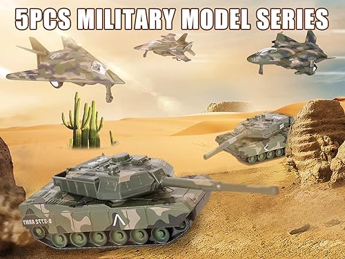 Miniatura 2 de Crelloci Juguete de chorros de combate a presión, vehículos de juguetes del ejército que incluyen juguetes de tanque, bombardero y chorros de