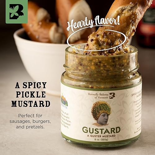 Miniatura 3 de Butterfly Bakery of Vermont - Gustard - Una mostaza Guster, pepinillo picante, mostaza gourmet para untar con pepinos Vermont, jalapeños, eneldo y