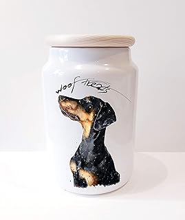 Doberman Regal Ceramic Treats Jar. Doberman canister,Doberman dog treats jar, Doberman Treats container,Doberman snacks jar