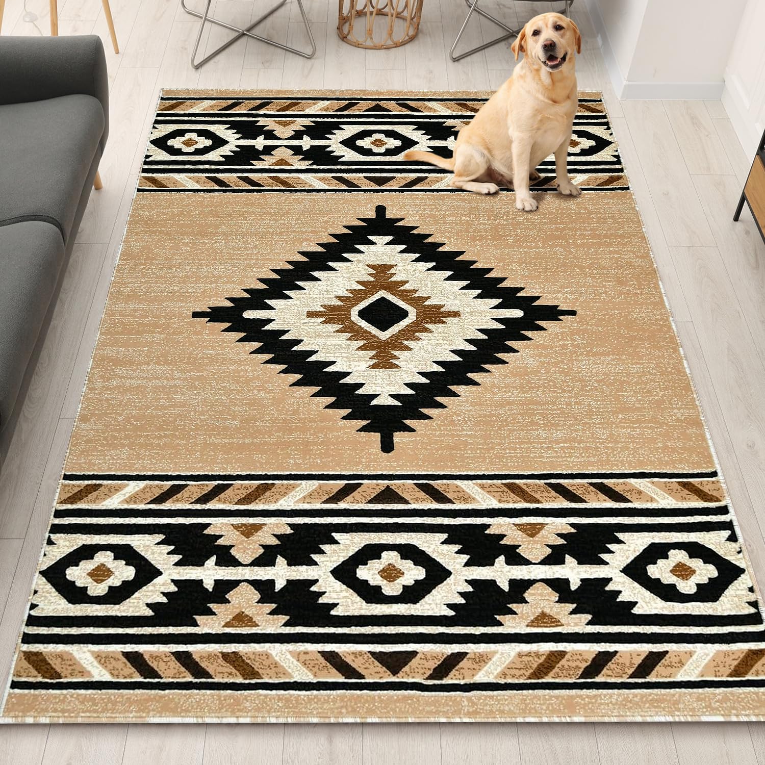 YHSF South West Native American Area Rug - Easy Clean, Thick, Soft, Durable Native Tribal American Indian Inspired Rug for Bedroom/Living Room/
