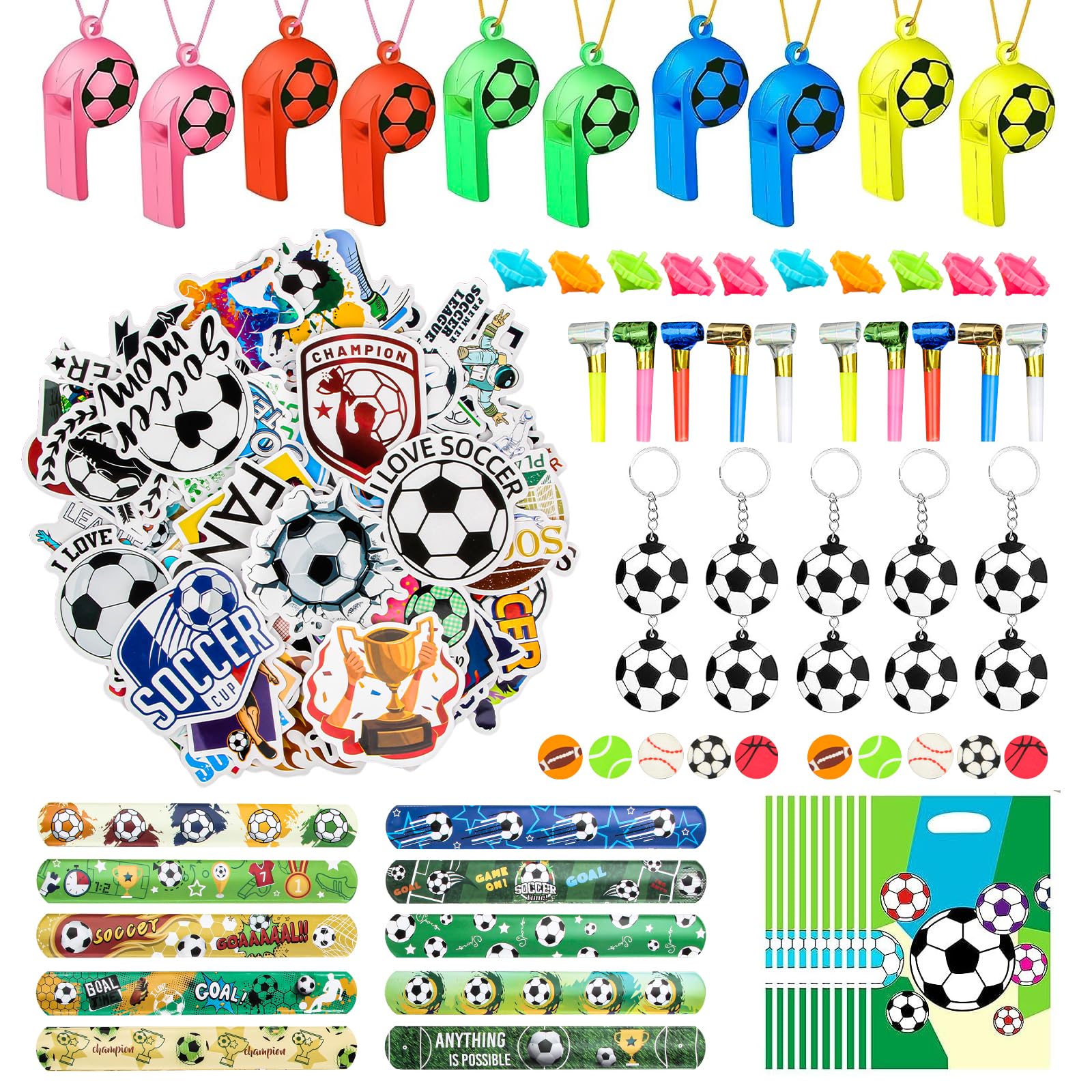 Kit Pinata Anniversaire Football 120 Pièces – Cadeaux Surprise Enfants Garçons Filles – Sachets + Jouets Thème Foot