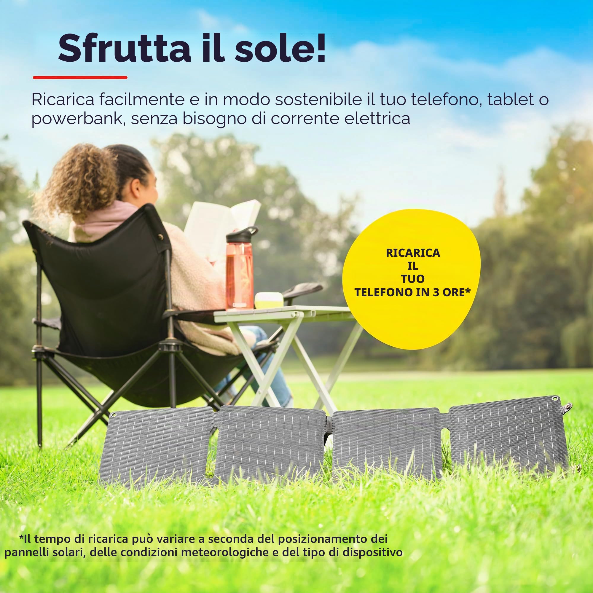 Trust Zuny 40W Pannello Solare Portatile USB-C USB-A Caricabatterie Solare | Porta di Uscita CC, Caricatore Portatile da Campeggio, Pannelli Solari 15W Smartphone Tablet Power Bank Balcone Viaggi