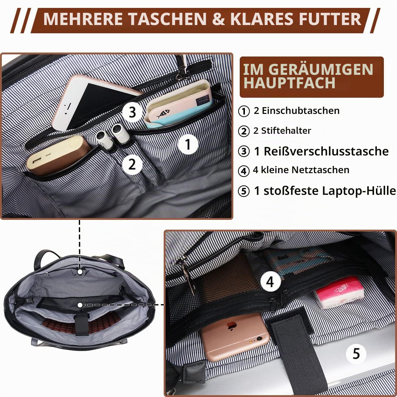 VX VONXURY Handtasche Damen Mittelgroß Laptoptasche 15,6 Zoll Arbeitstasche Shopper Lehrertasche Schultertaschen für Business Schule Universität Reisen