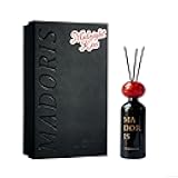 Luxury Reed Diffuser for Bedroom & Living Room, Long-Lasting Magnolia and Vanilla Home Fragrance Gift, Midnight Kiss Black Glass Reed Diffuser Bottle with Red Marble Cap, 100ml Aromatherapy Decor