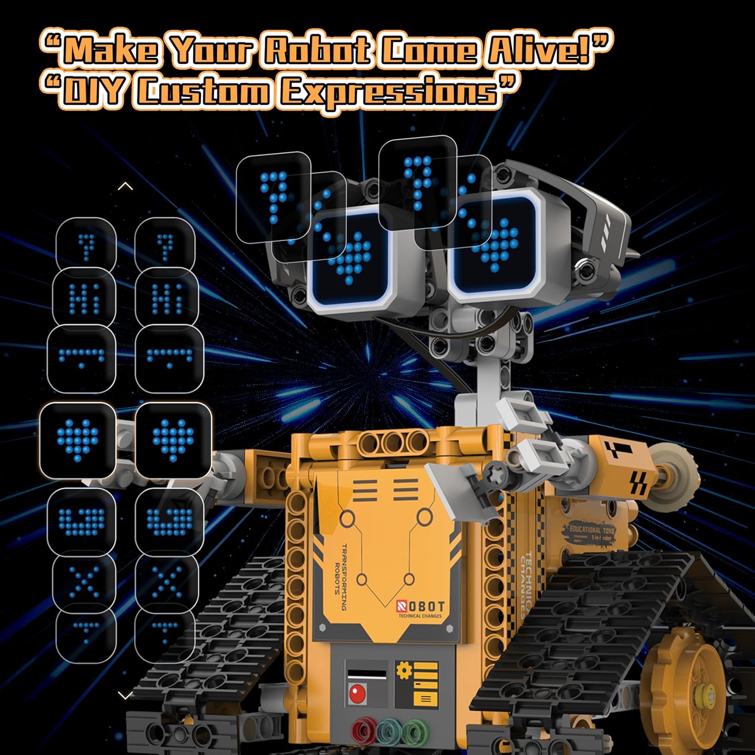 5-in-1 Robot Building Kit for Kids 6-12, STEM Coding Robot Toy with App & Remote Control, DIY Expression Robots, Educational Engineering Building Set Gift for Boys Girls (348 PCS)