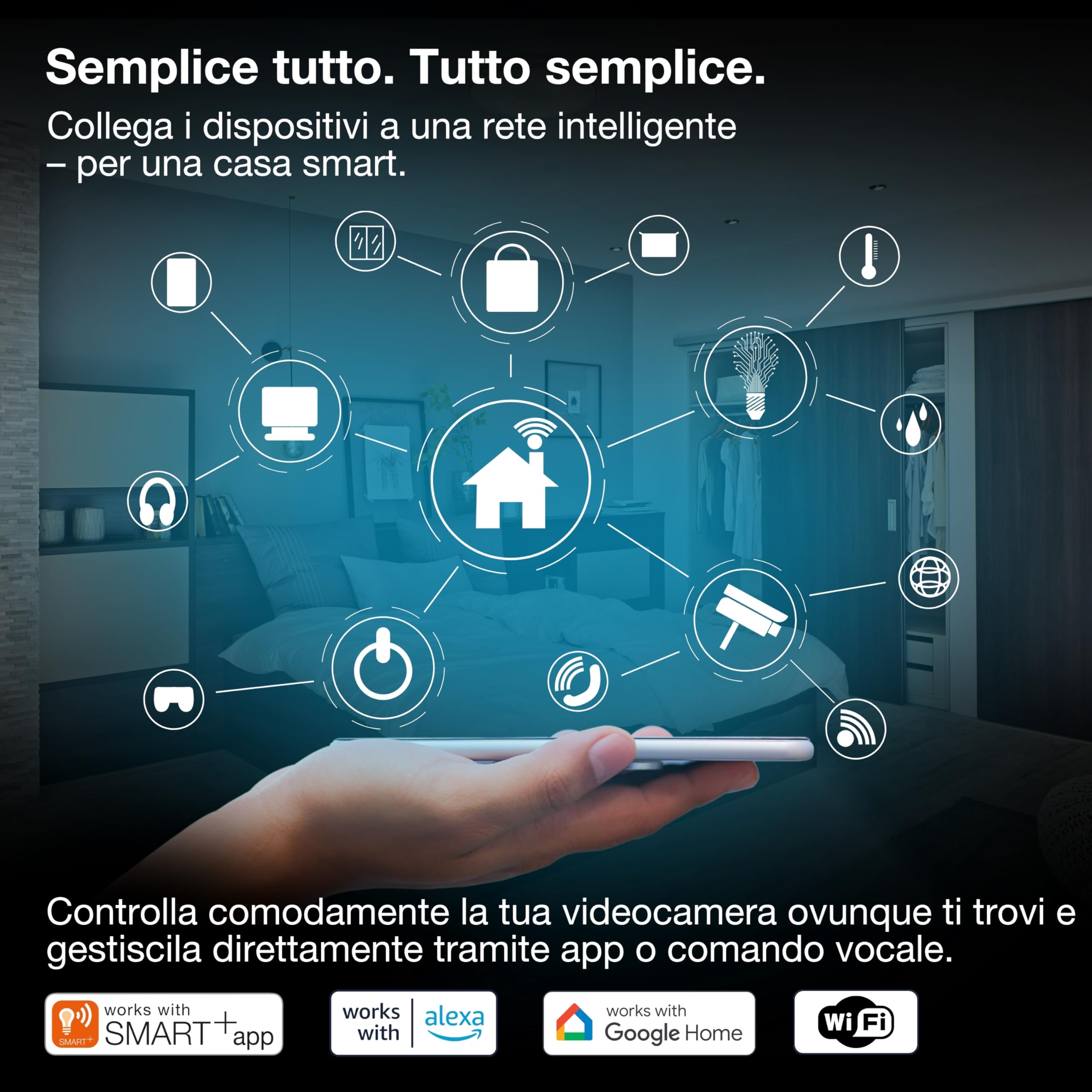 OSRAM Telecamera SMART+ WiFi 4MP 2K QHD, visione notturna 7m