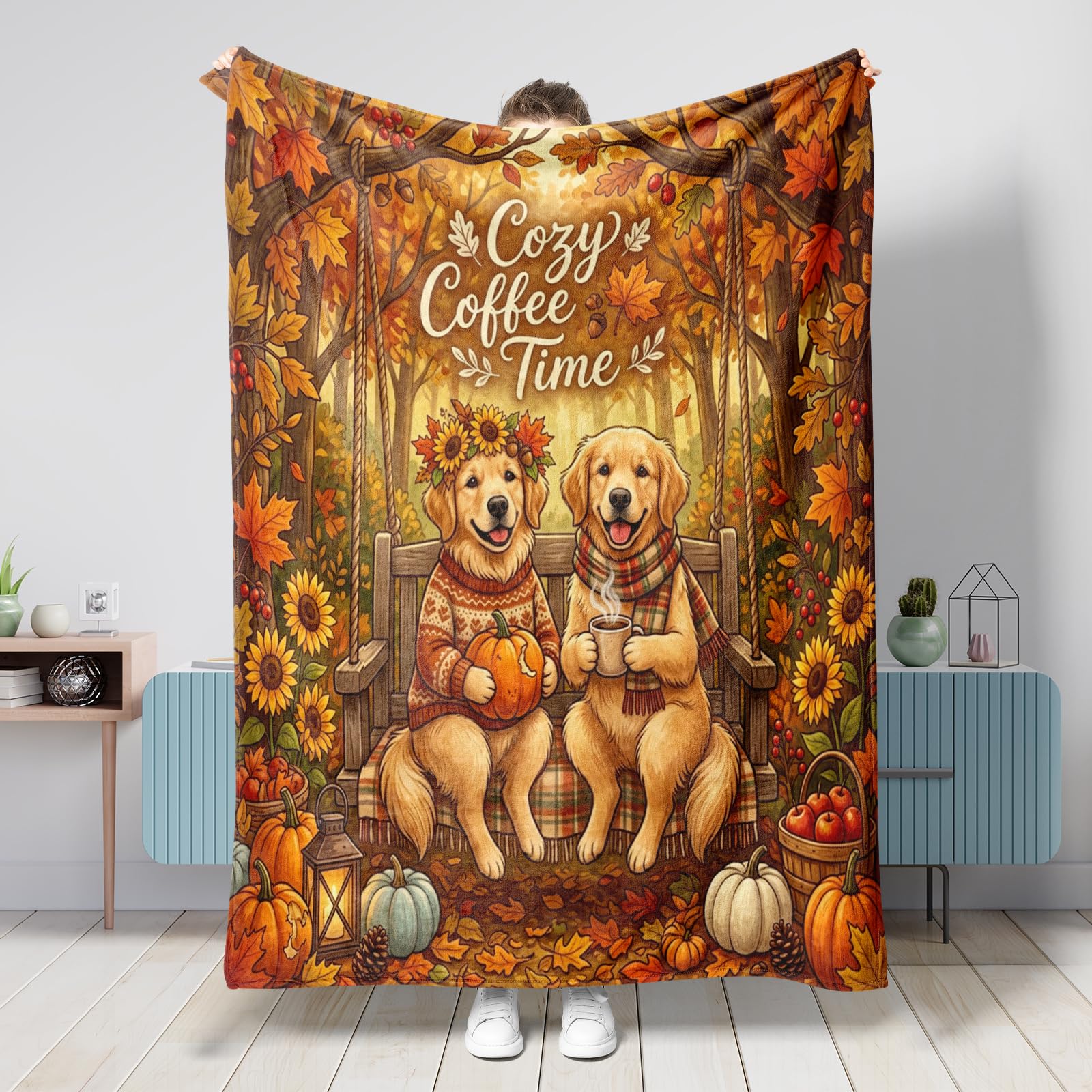 Plaid pour canapé forêt d'automne grand format anti-froid pour voyage