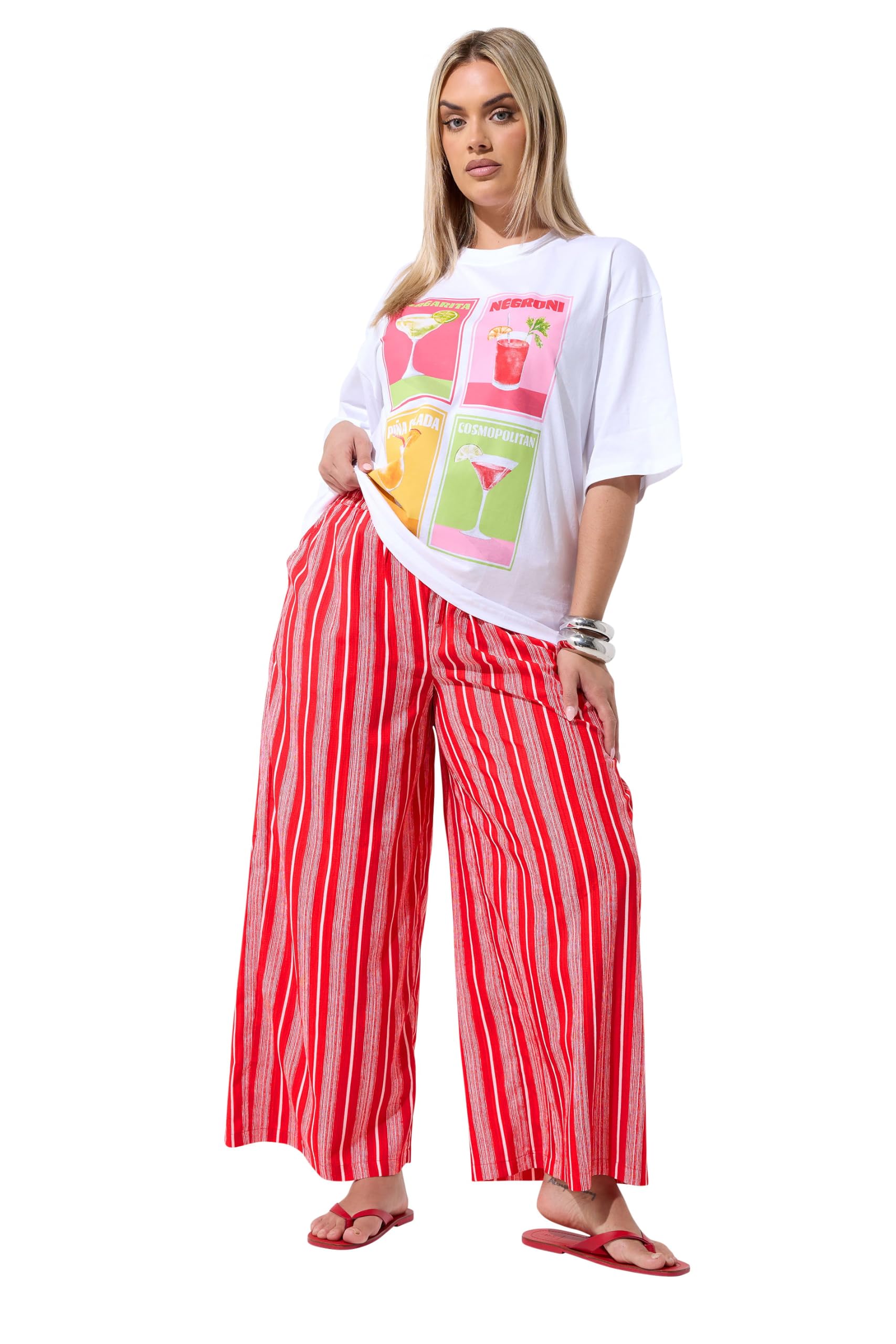 Yours Women's Red Wide Leg Trousers In Size 16
