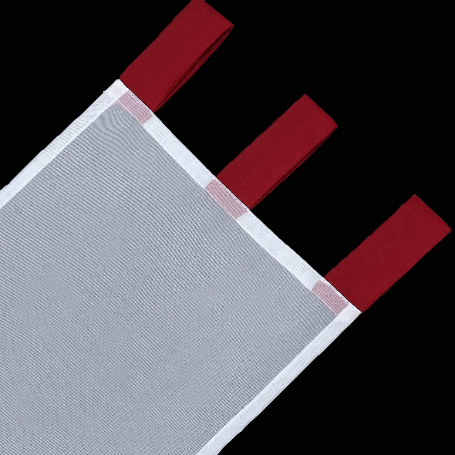 3-teiliges Scheibengardinen-Set Voile Mit Stickerei – Rosa Blumenlamellen 20x50 Cm + 20x70 Cm