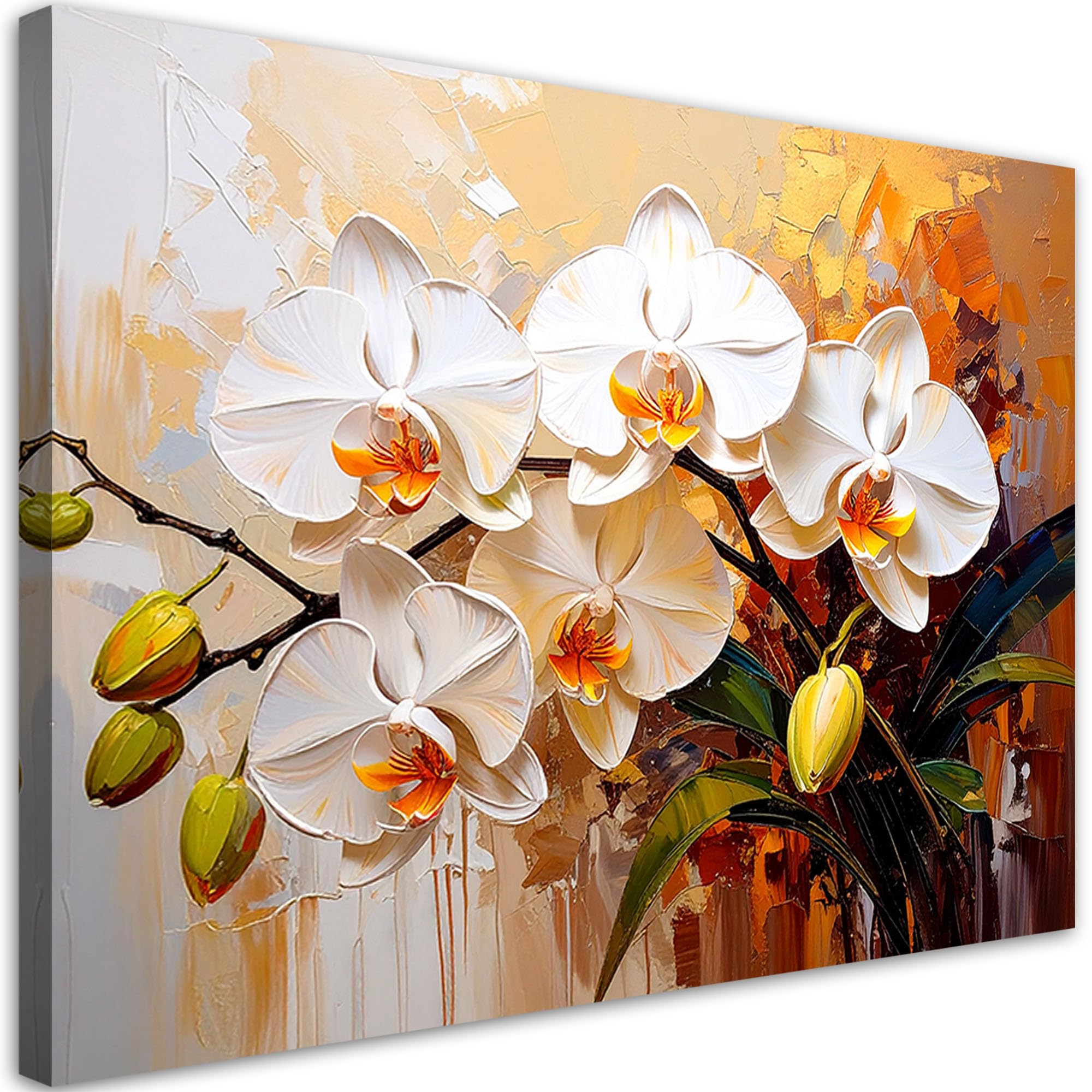 Feeby Bilder - Foto Geschenk - 120x80 1tlg - Leinwandbilder Wohnzimmer - Wandbild über dem Bett - Bild Schlafzimmer - Aesthetic Zimmer Deko - Modern Pictures - Weiße - Blumen - Abstrakt