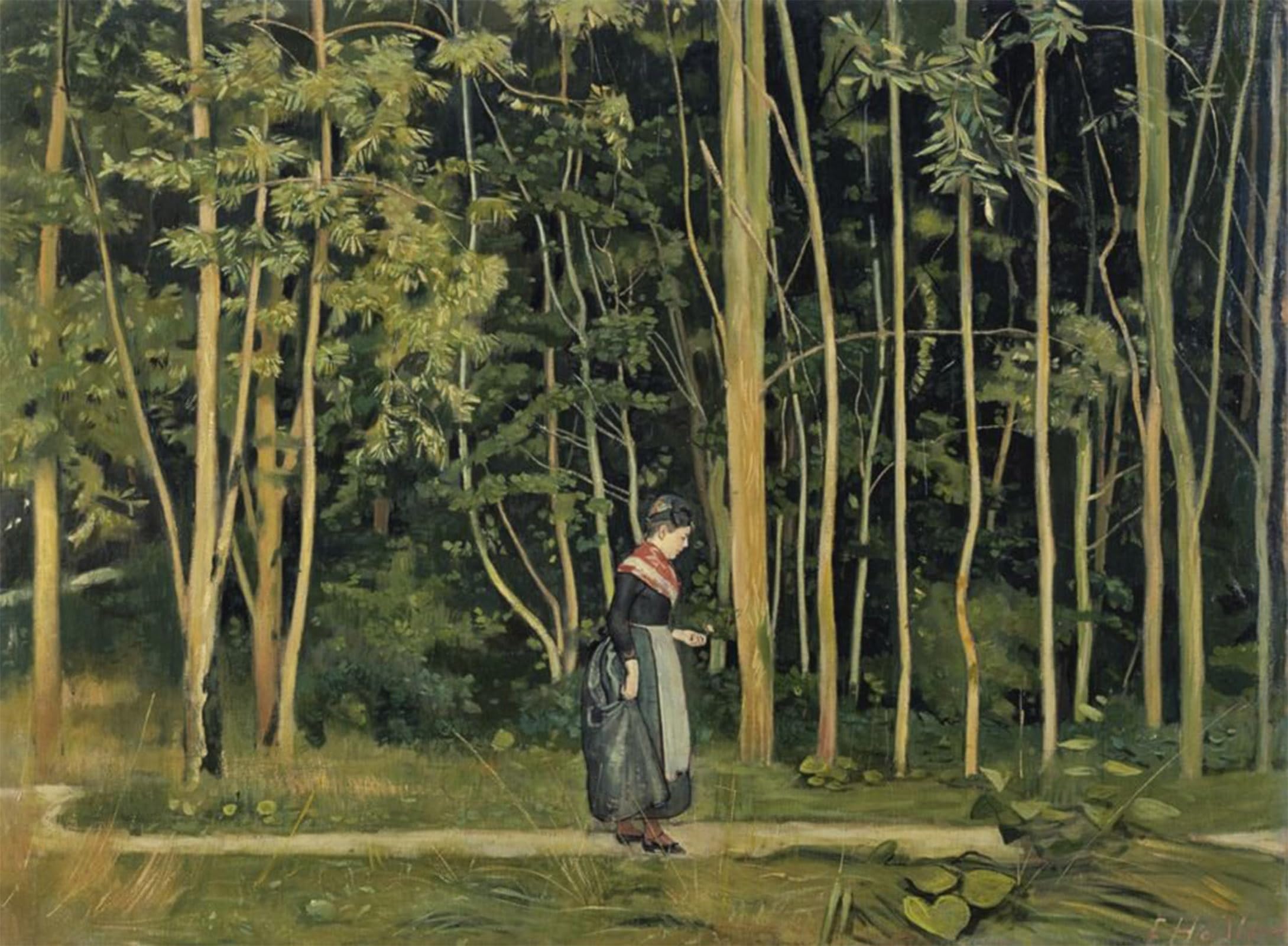ARTXLXXBN Famous Print Painting Colorful Art Print Walk Along the Border of a Wood Ferdinand Hodler Canvas Art Decorations for Home Decor 60x90cm