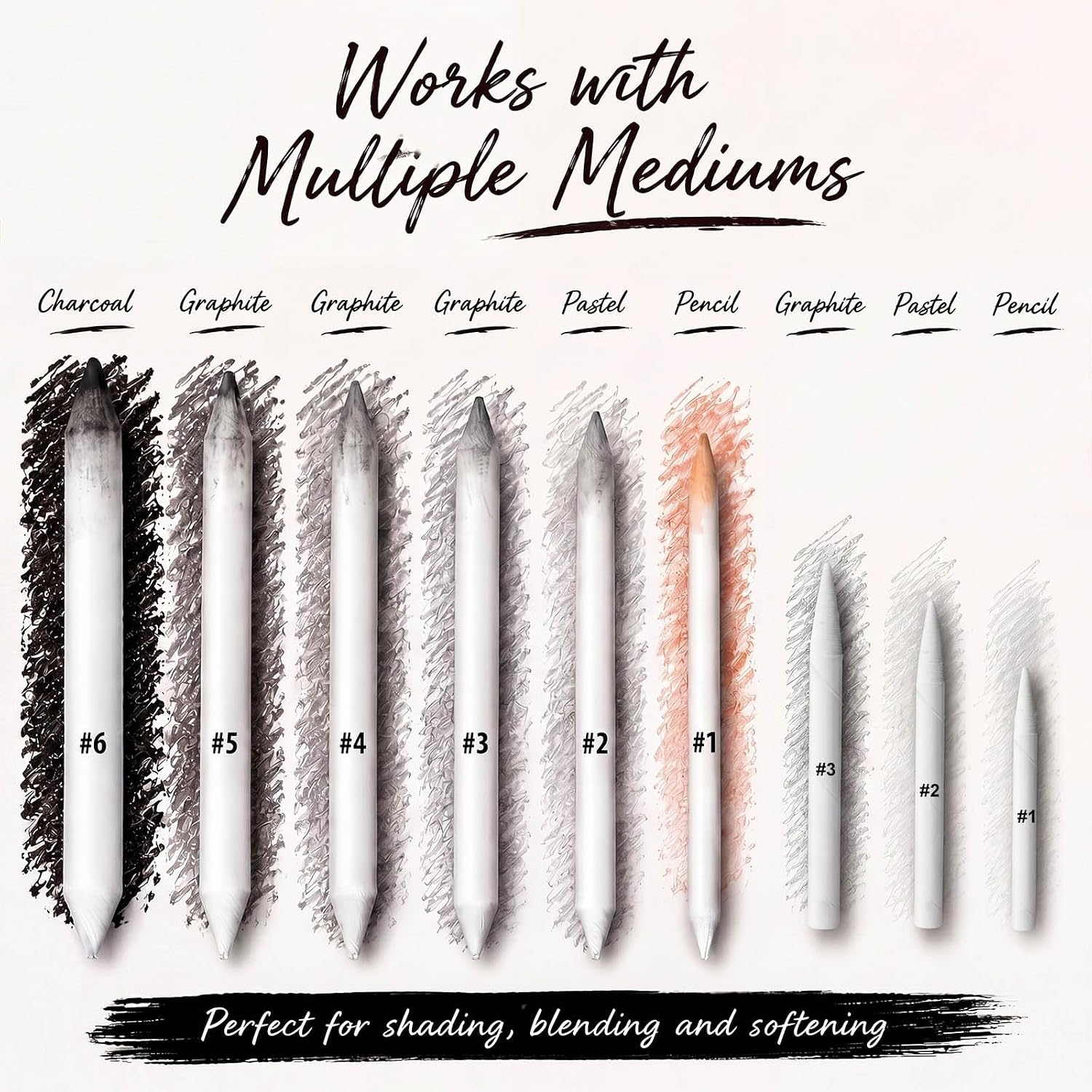 Fulmoon 84 Pcs Blending Stump and Tortillion Set Paper Art Blenders for Drawing Sketch Shading Pencil Oil Pastel Blender Tools Drawing Supplies for Artists Students and Beginners (Assorted)