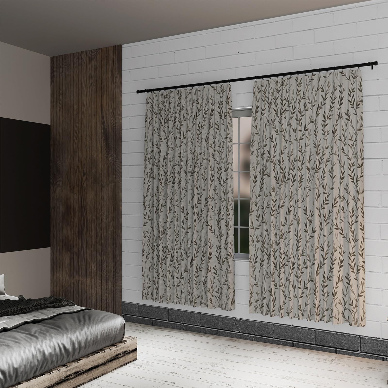 ggaimwf Leaf Curtains Bedroom Vintage Leaves Print Nature Themed Curtains Country House Style Panel Curtain for Living Room Lounge Balcony Window and Door Curtain Room Divider 117x183cm works - Image 4