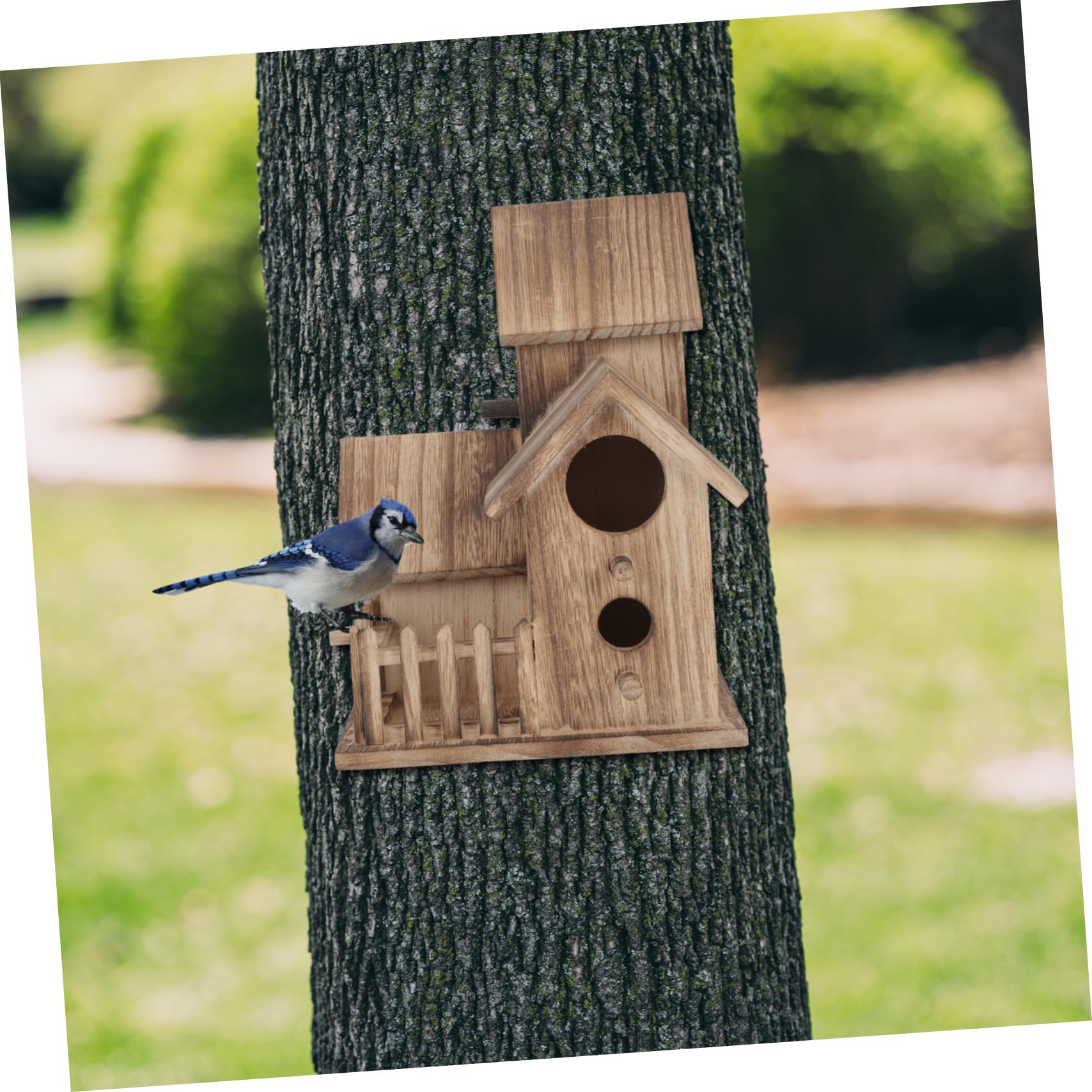 TOYANDONA Villa Nido De Pájaro Casita De Madera para Cría De Loros Nido para Periquitos Accesorio para Loros Comedero para Pájaros Independiente Casita para Anidar Jardín