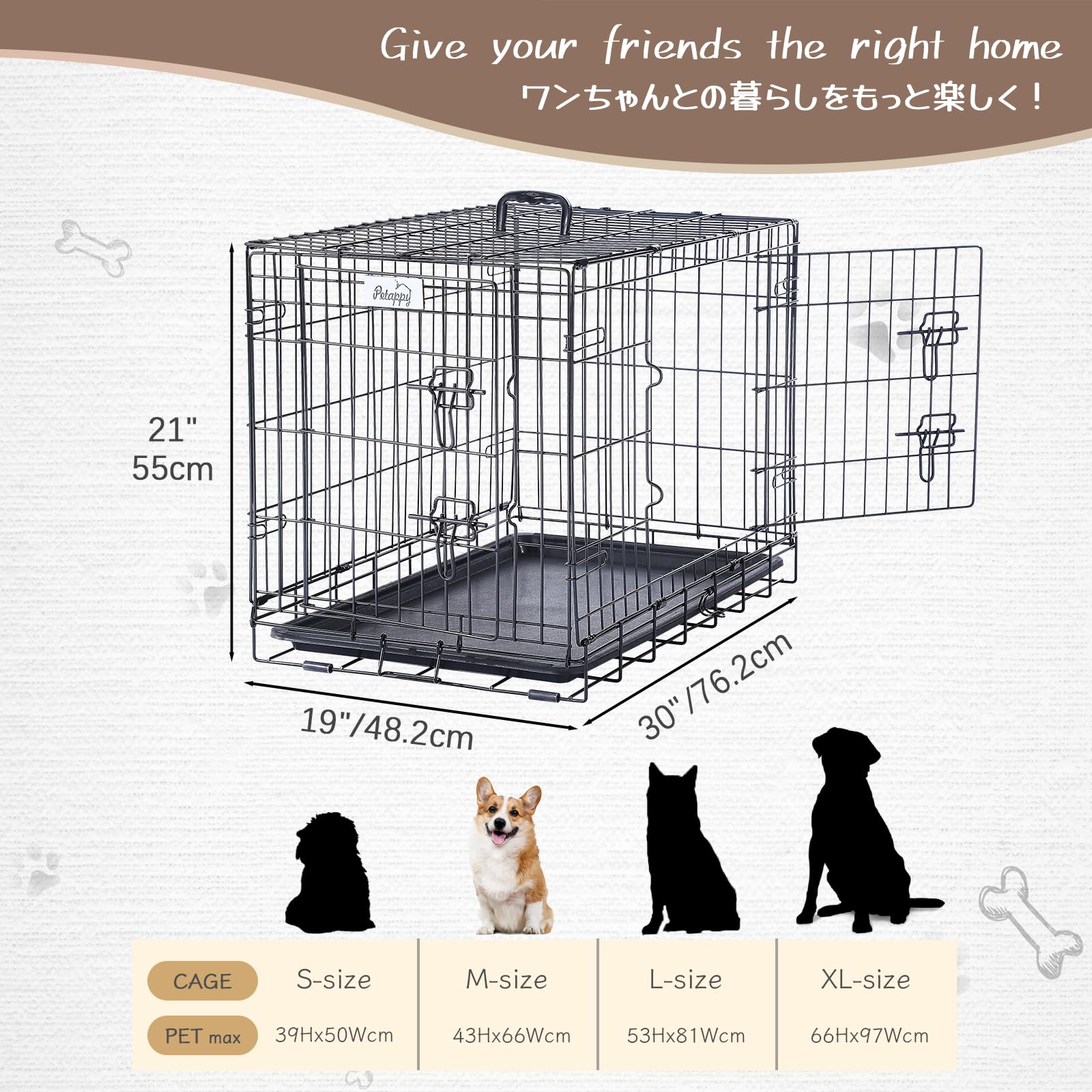 Pet Carrier Heavy Duty Double Door Dog Kennel Quare Iron Tube Dog