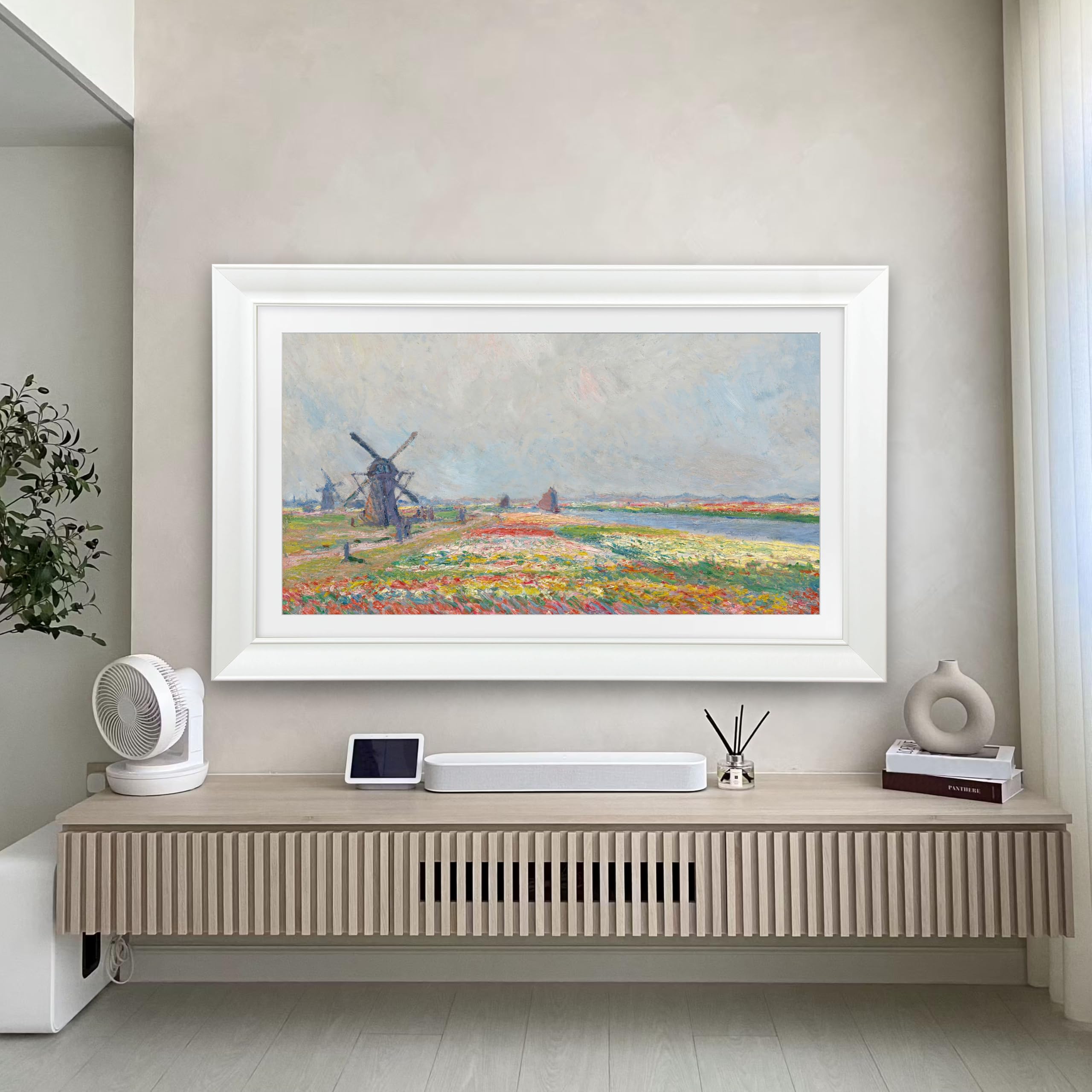 75-Zoll-TV-Rahmen für Samsung The Frame & Pro kompatibel, Modernes Weiß, geeignet für wandmontierte Fernseher