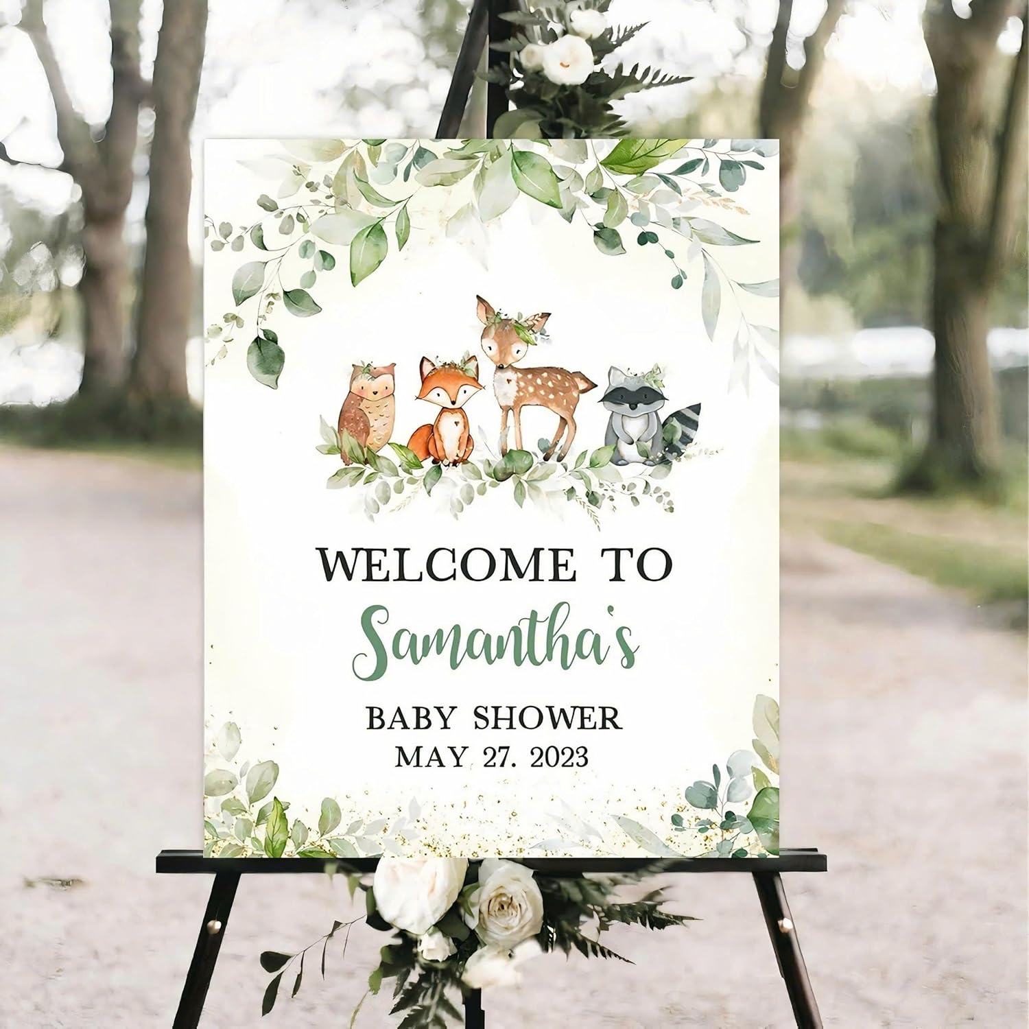 Woodland Baby Shower Photo Booth Props - 16PC Forest Animals Decorations For Birthday Camping Parties