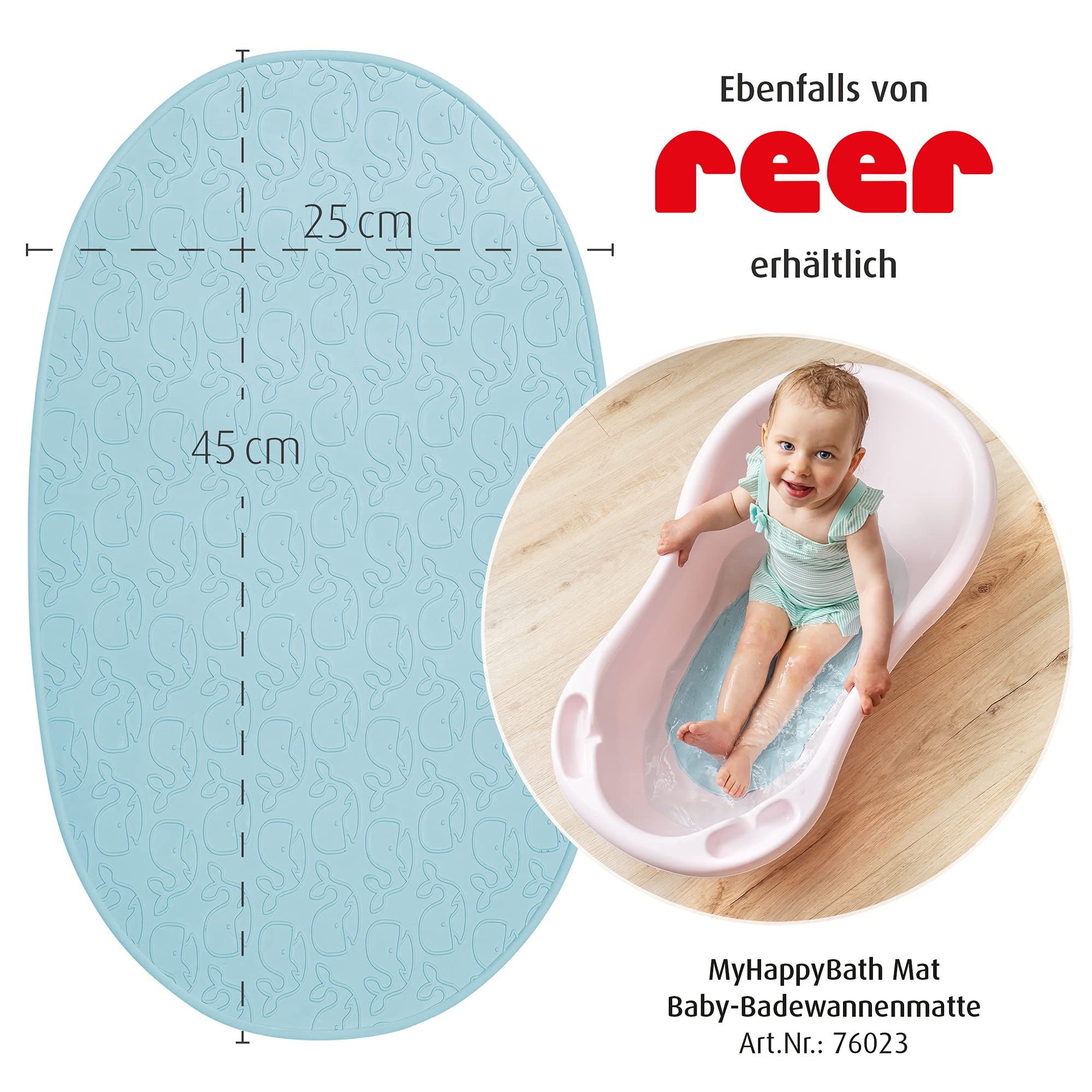 reer MyHappyBath Mat XL - Tappetino da bagno per bambini, superficie antiscivolo con motivo di bosco, 97 x 36 cm