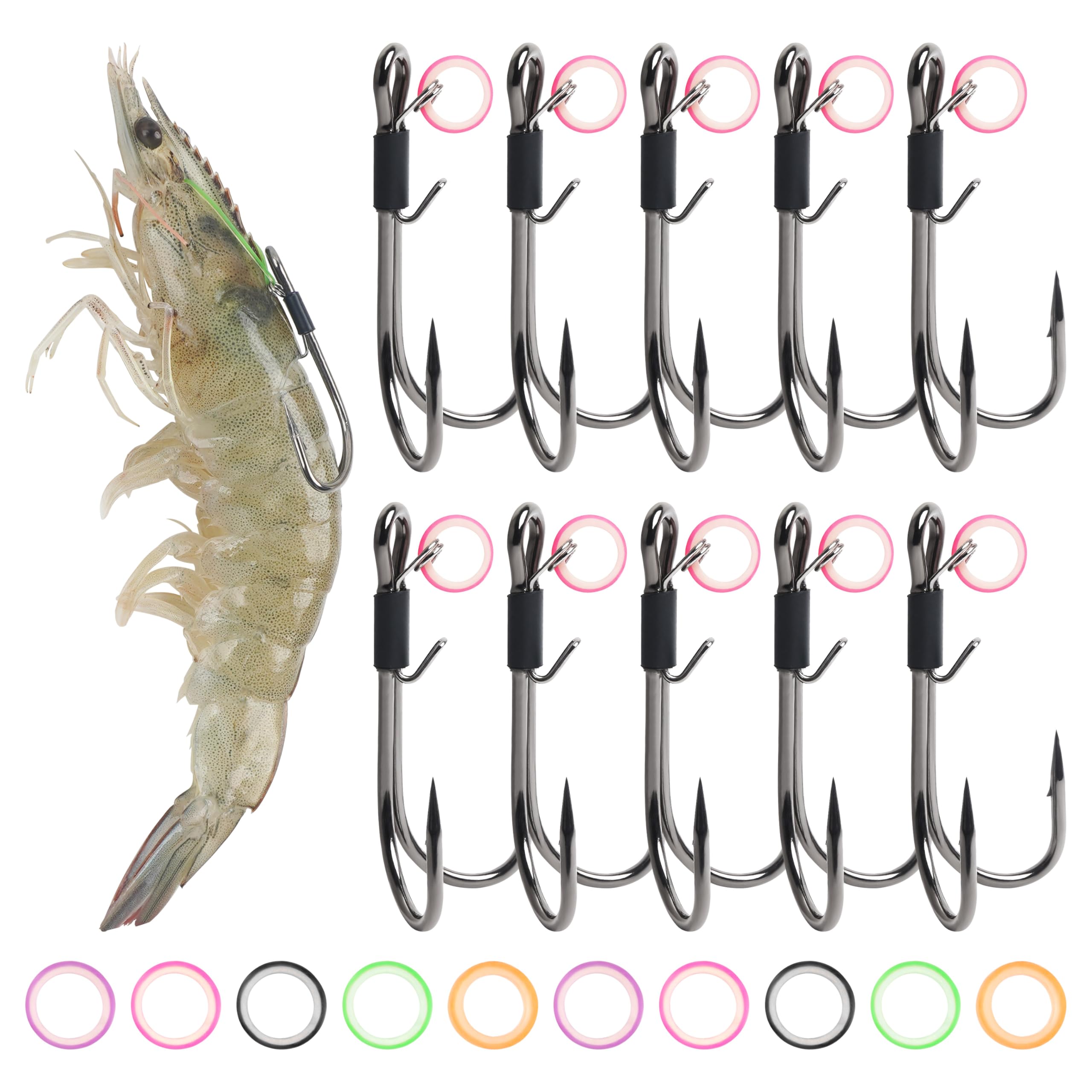 Double Fishing Hooks Live Shrimp Hooks Kit,10pcs Live Bait Holder Hook Open Shank Sharp Barbed Double Hook for Saltwater Freshwater Catfish Bass(1#) : Sports & Outdoors