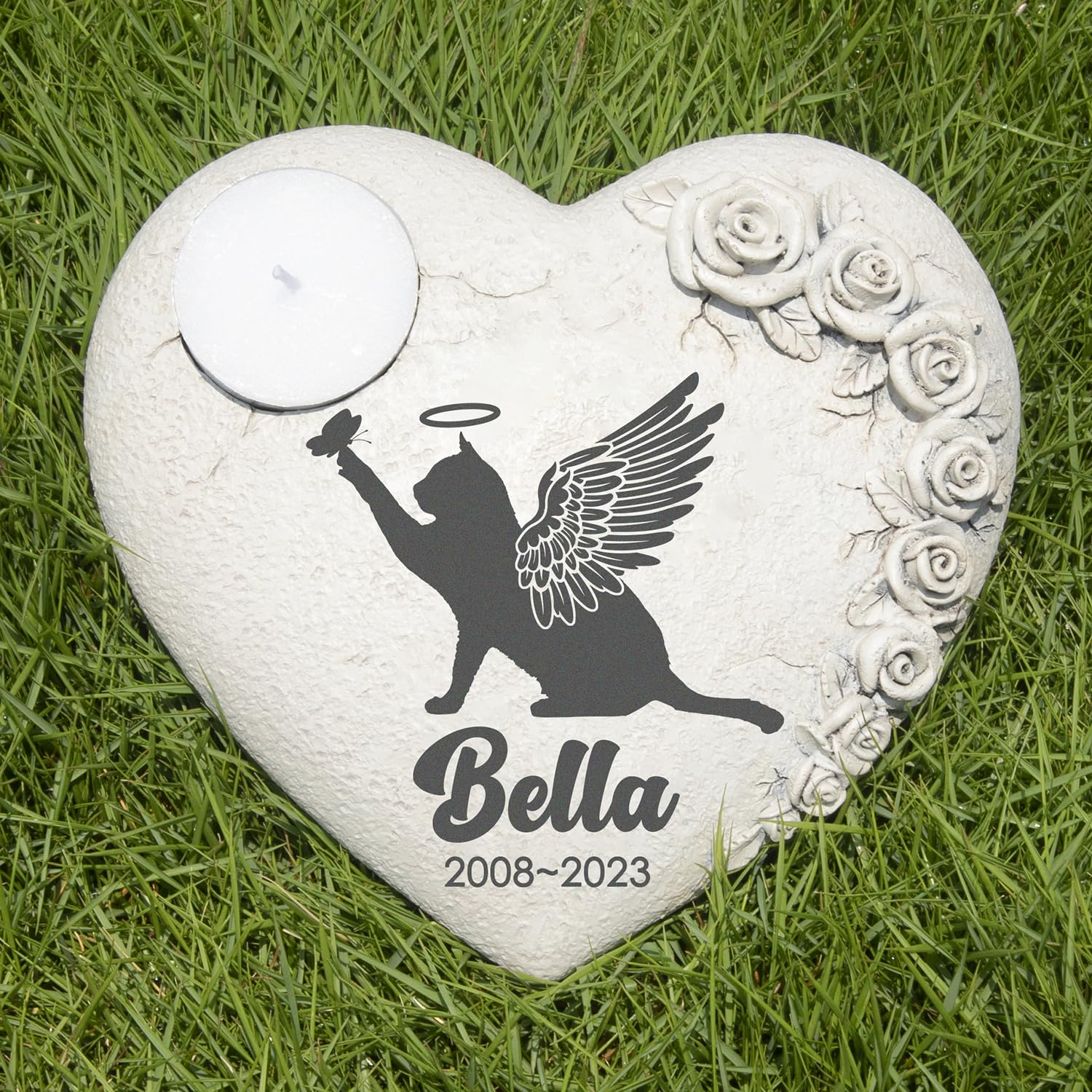 HENTOL Personalized Cat Memoiral Stones, Cat Grave Markers Outdoor, Pet Headstones for Cats, Cat Tombstone, Pet Memorial Garden Stones, Cat Memorial Gifts for Loss of Cat