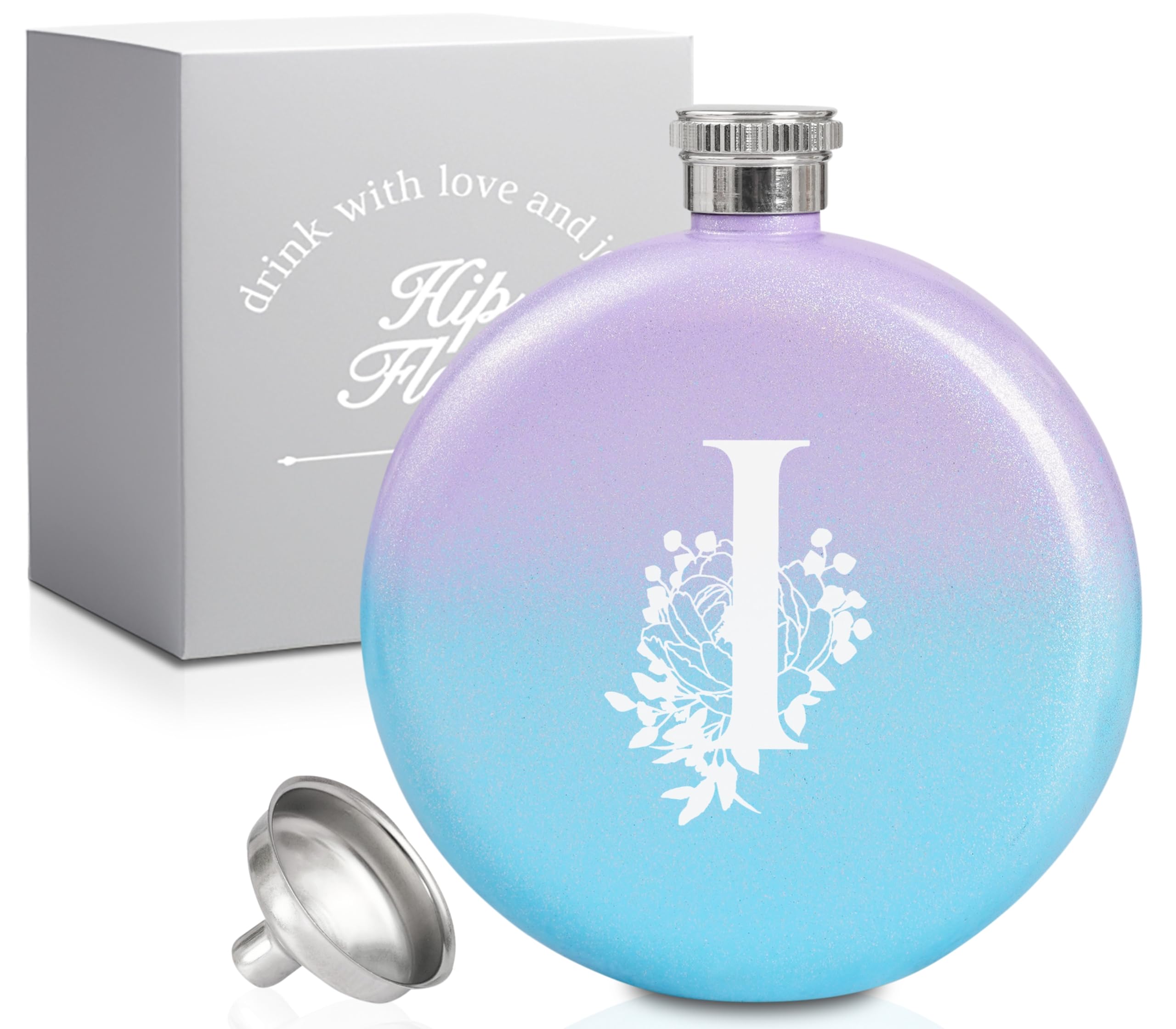 Flasque personnalisée pour femme 141g bleu dégradé pour anniversaire