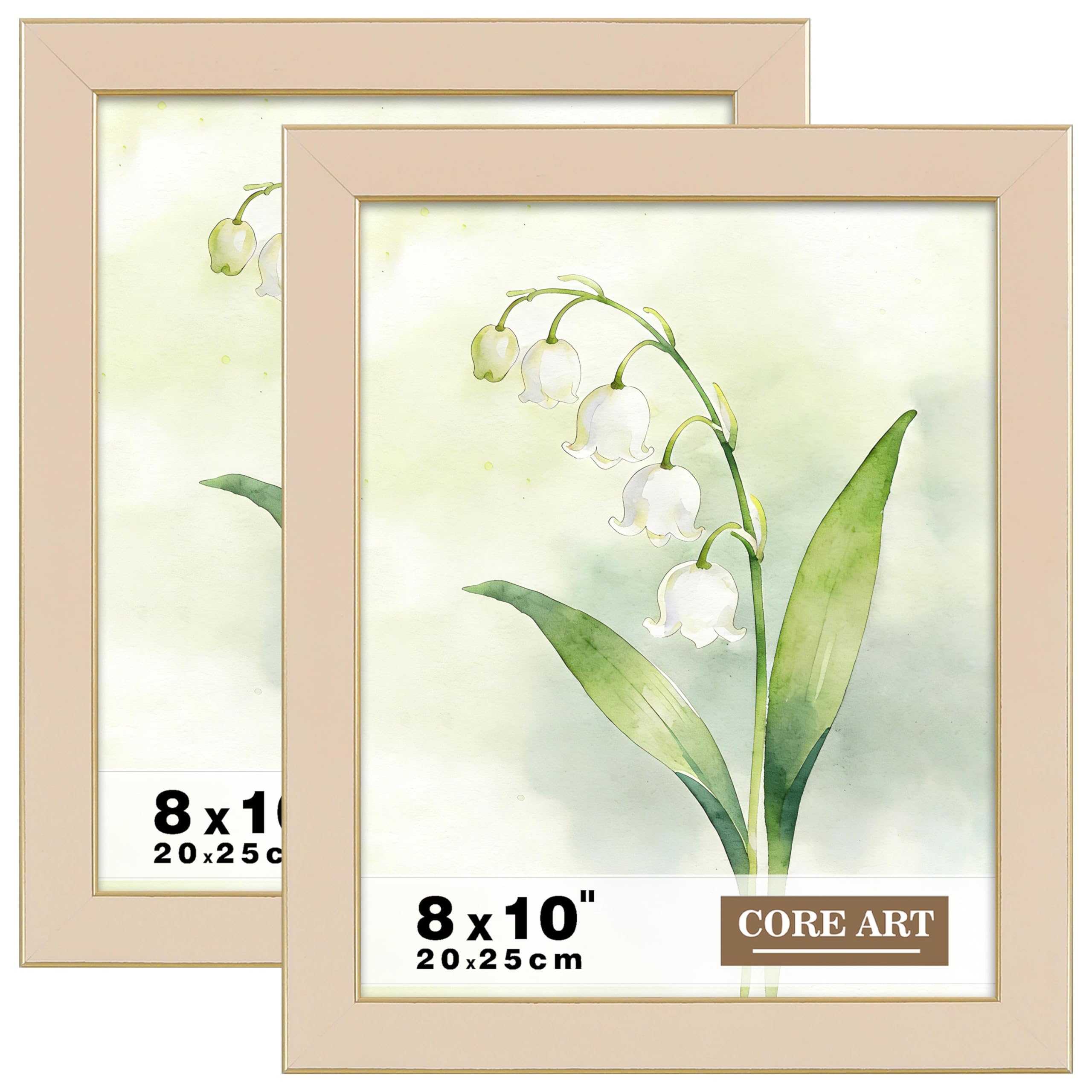 CORE ART 8x10 Picture Frames Ivory White Photo Frames Set of 2, 8 by 10 Colorful Frame with HD Plexiglass, Wall or Tabletop Display