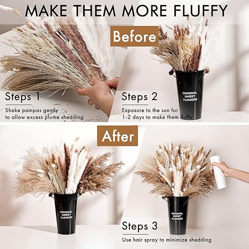 Miniatura 4 de Ramo de hierba seca de las pampas, 109 unidades, decoración bohemia para el hogar, 11 varios, hierba seca de las pampas para el hogar, boda, fiesta,