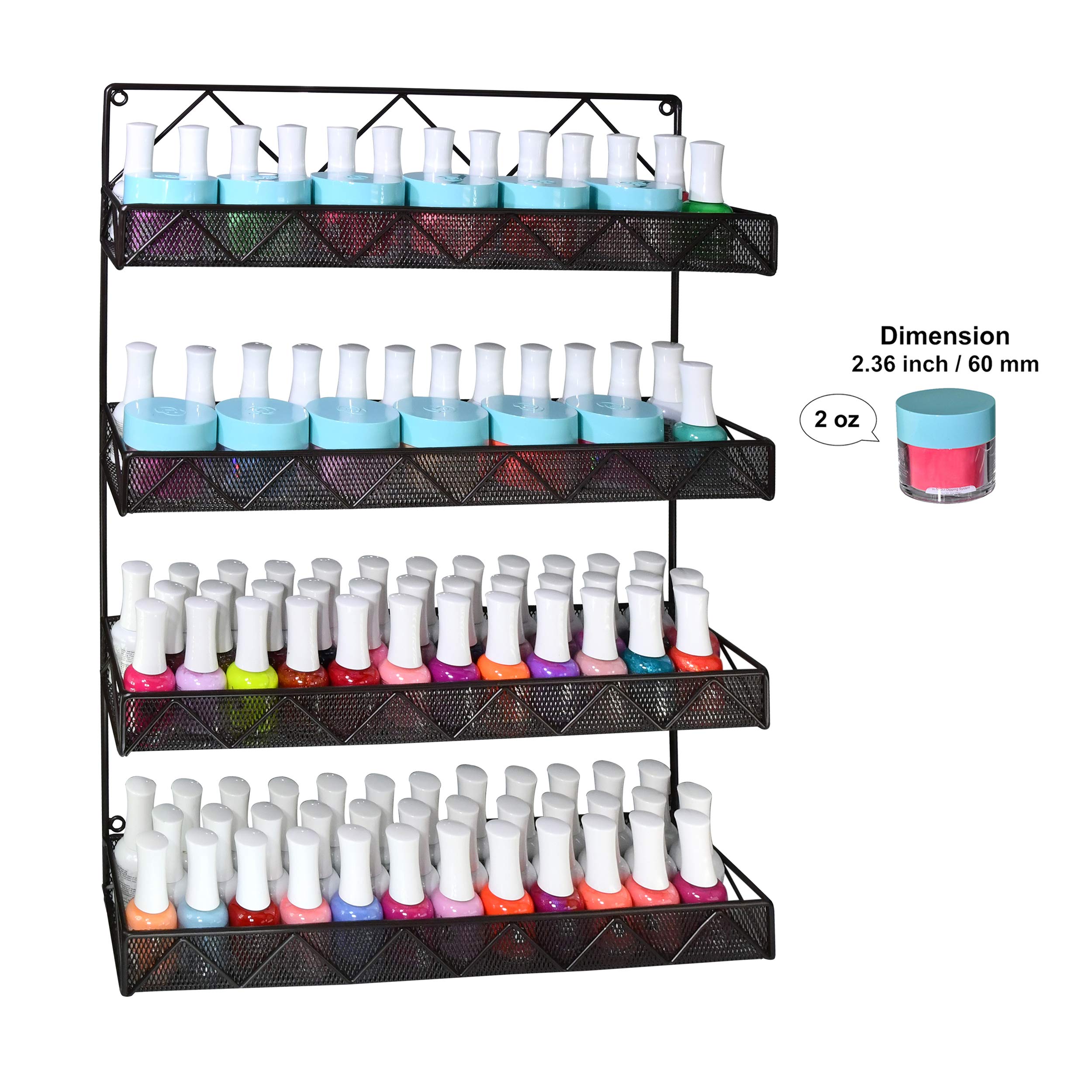 AMT Spice Rack, Wall Mount Organizer, Pantry Cabinet Door Shelf Storage, Kitchen Seasoning Hanging Display for Spice Jars, Sauces, Herbs, Cosmetic Beauty Bottles (4 Tier- Style 9V (Black))