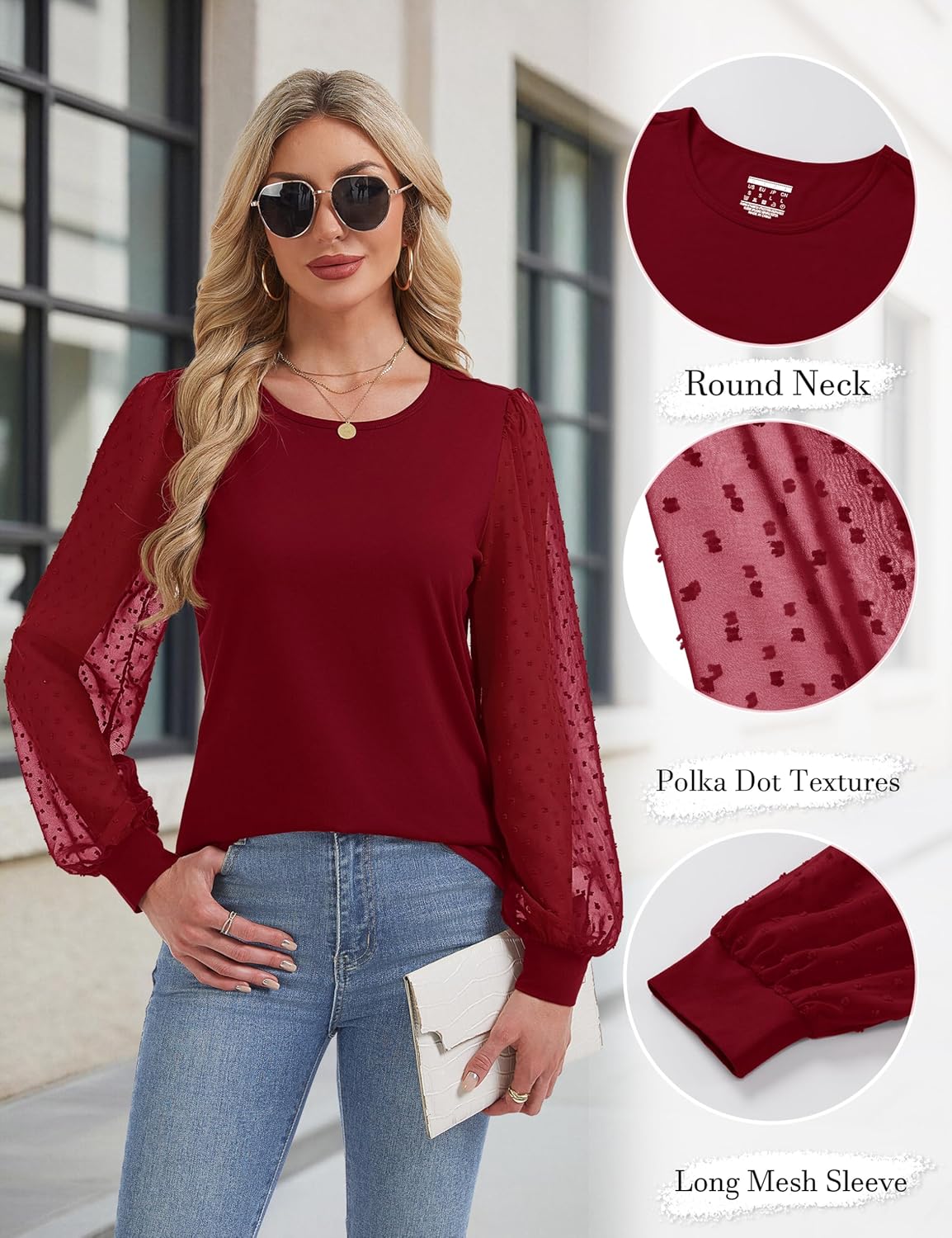 YUCOLEN Business Casual Tops for Women Trendy Ladies Dressy Blouses with Long Chiffon Sleeves Cute Shirts Holiday Outfit 2026 - Image 4