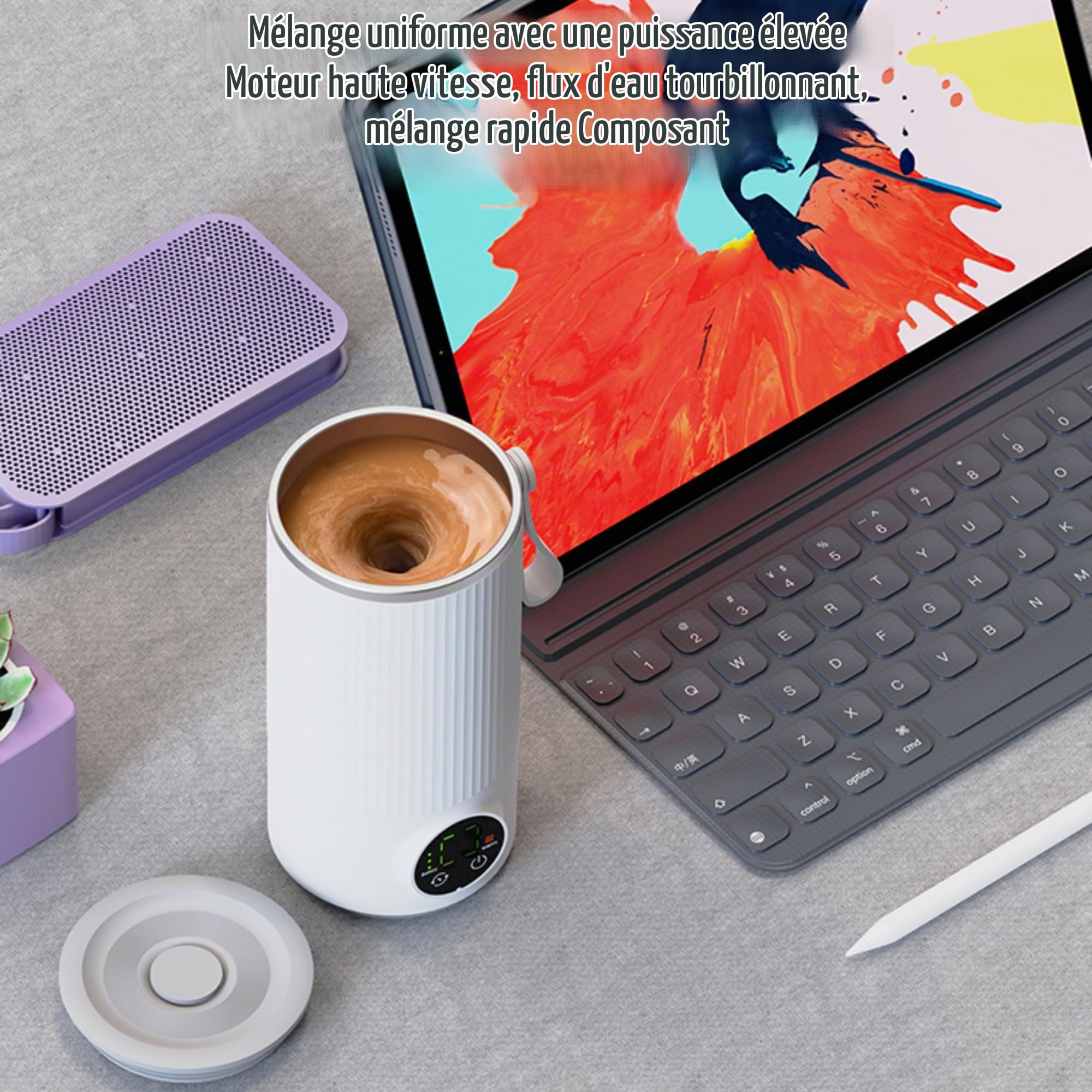 Bewinner Bouilloire électrique de Voyage 400 Ml – Mini Bouilloire Portable, Mini Bouilloire sans Fil 6000 MAh Rechargeable avec 4 Vitesses, Chaudière à Eau Chaude de Voyage en Acier