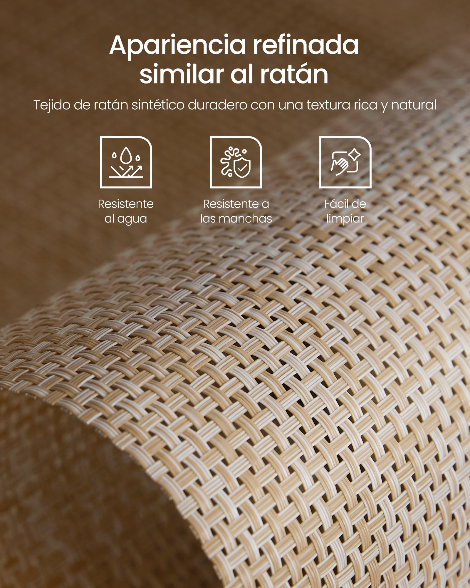 VASAGLE ELLAN Colección - Mesitas Boho con Cajón Efecto Ratán, Juego de 2, Mesas Auxiliares con Compartimento Abierto, Esquinas Redondeadas, Dormitorio, Beige Natural LET818LC01