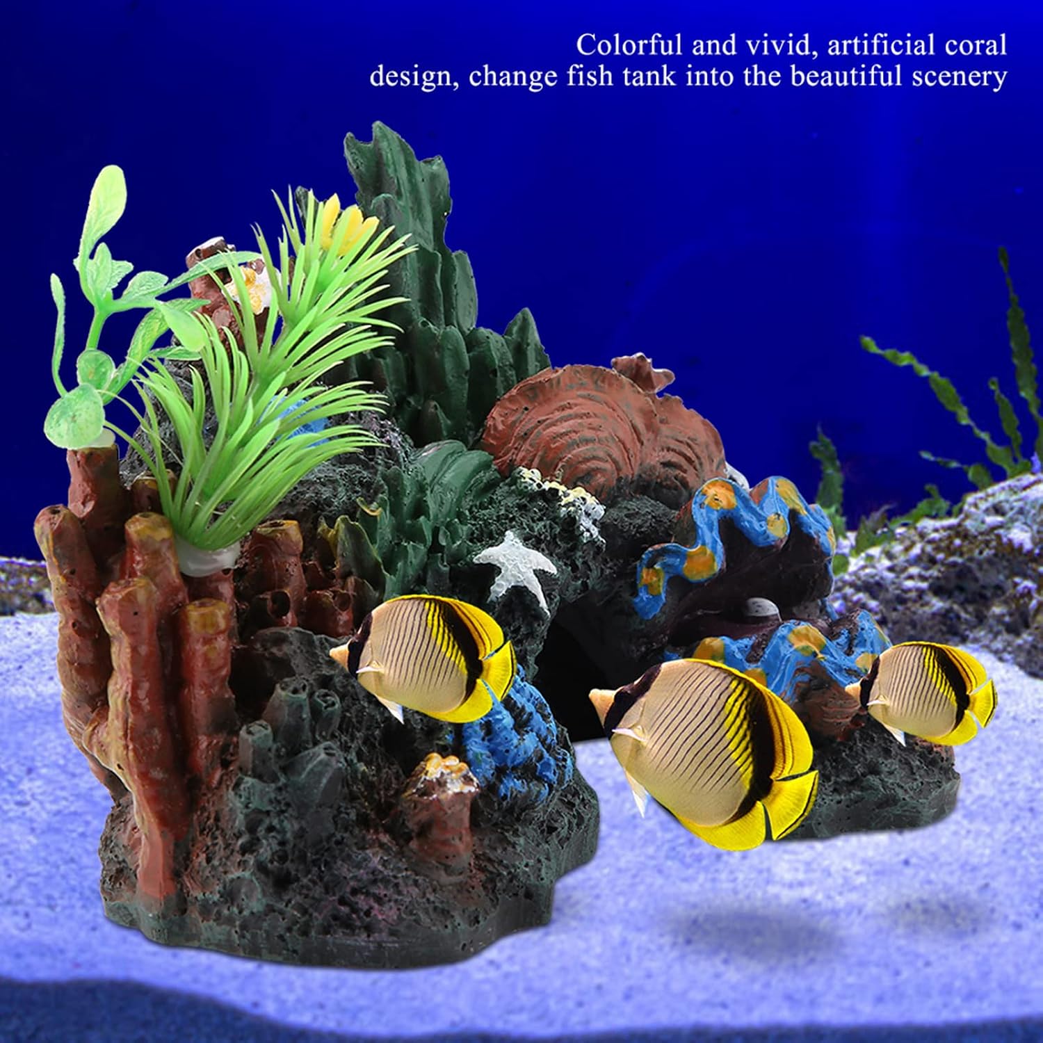 Zerodis Colorful Artificial Sea Reef Ornament Resin Cave Decoration Aquatic Miniatures Landscape for Fish Aquarium Theme Rock Reef Decorations