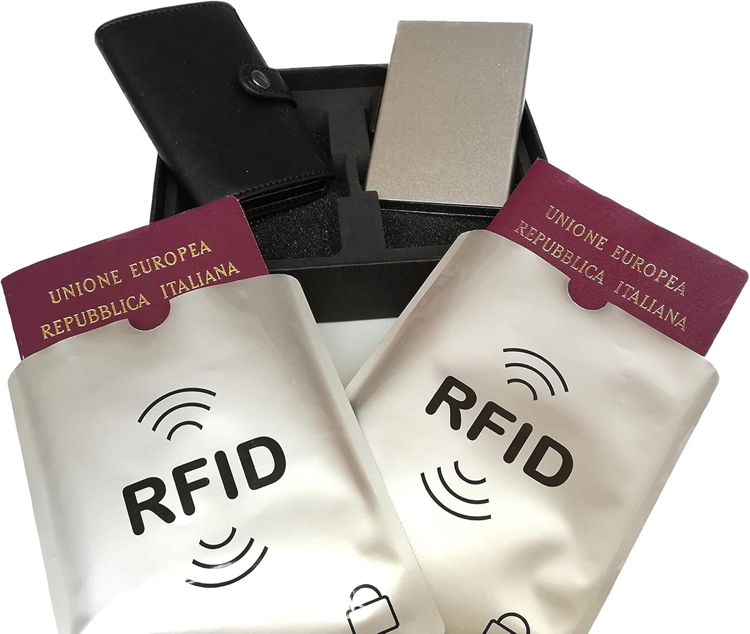 portafogli in alluminio