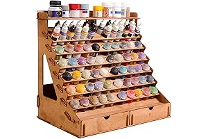 Adjustable and Expandable Wood Organizer for 74 Model Paints and 14 Brushes