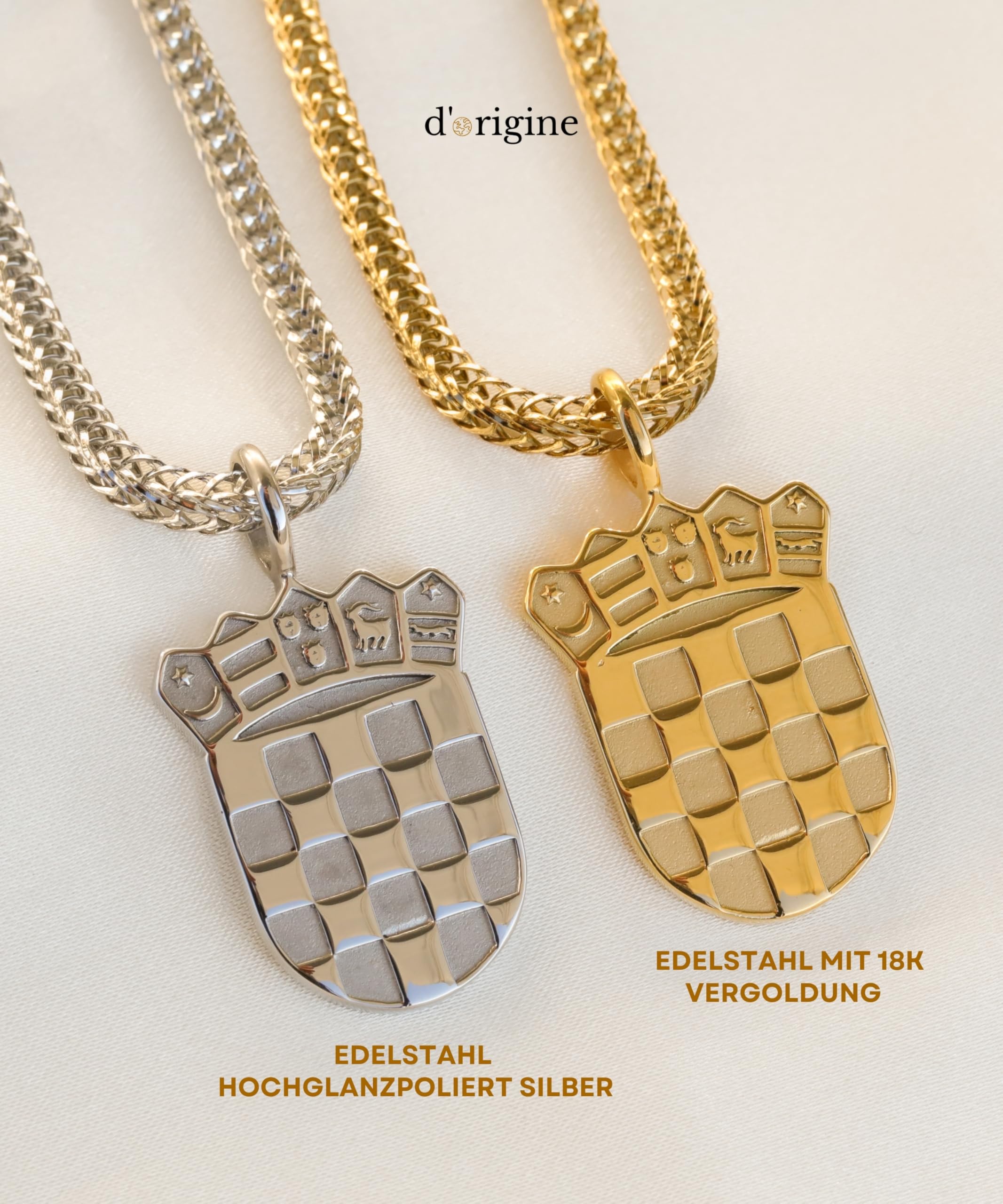 d'origine Kroatien Wappen Kette Herren – Kroatisches Wappen (Edelstahl)