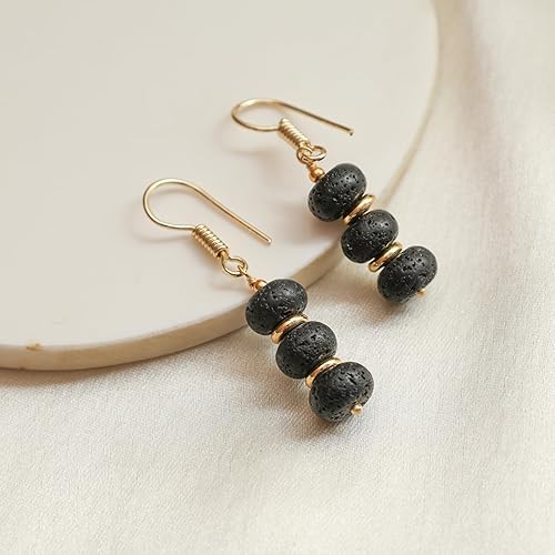 Miniatura 65 de Gempires - Aretes ligeros con cuentas hechas a mano, hipoalergénicos, chapados en oro, aretes colgantes para mujer