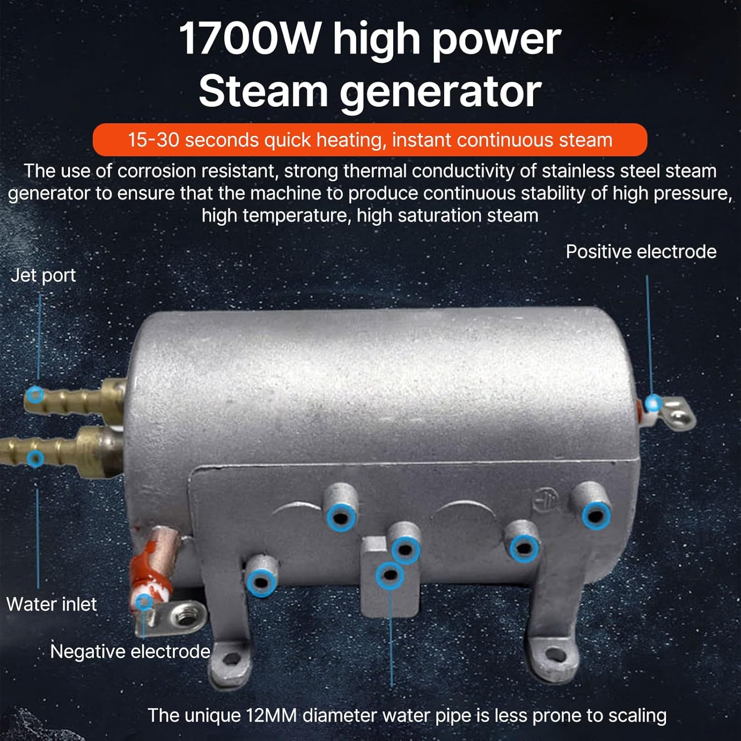 Buachois Pressurized Steam Cleaner,with Voice Broadcast 3 Gears Adjustable Cold Hot Water Steam with Mini Flashlight Multiple Brushes Extension Nozzle