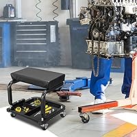 Vista 6 de Torin ATR6300B Rolling Creeper Asiento de Garaje/Taller: Taburete de Mecánico Acolchado con Almacenamiento de Bandeja para Herramientas, Negro Grande