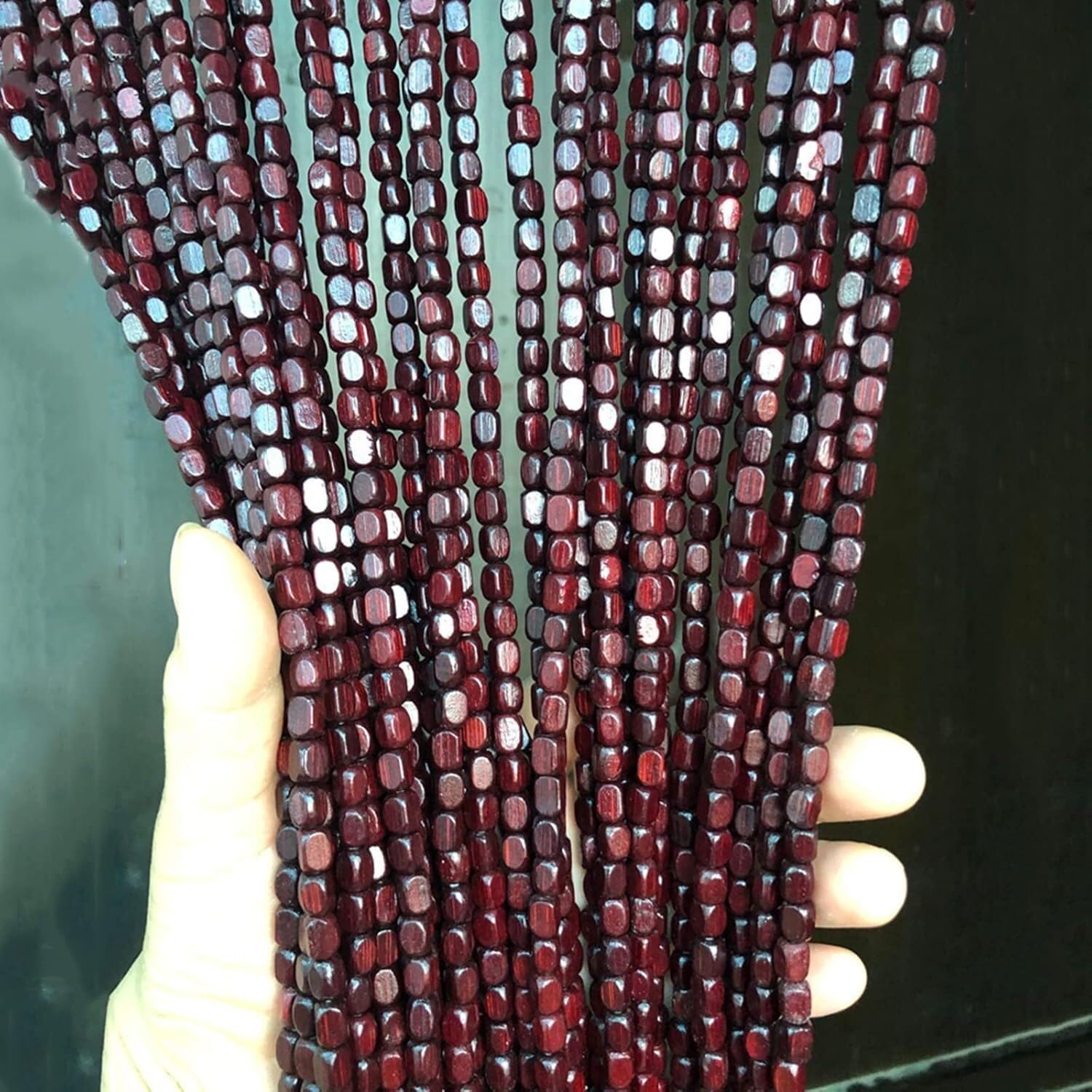 Rideaux de perles en bois naturel et bambou pour séparation de porte