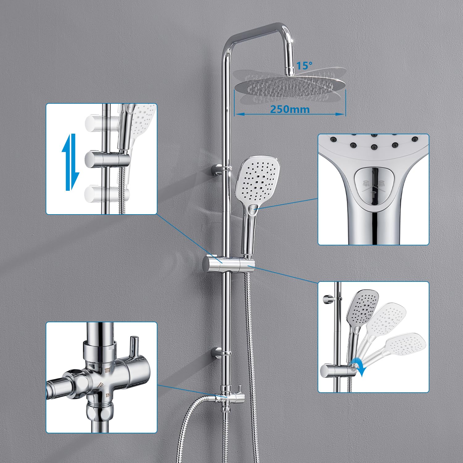 SCHULTE Regendoucheset Classic met 3 straalsoorten incl. thermostraatkraan ø25 cm chroom kopen SCHULTE Regendoucheset Classic met 3 straalsoorten incl. thermostraatkraan ø25 cm chroom kopen