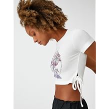 Koton Crop Ti rt Uzak Do u Bask l  K sa Kollu Ba lama Detayl  T-Shirt Kad n