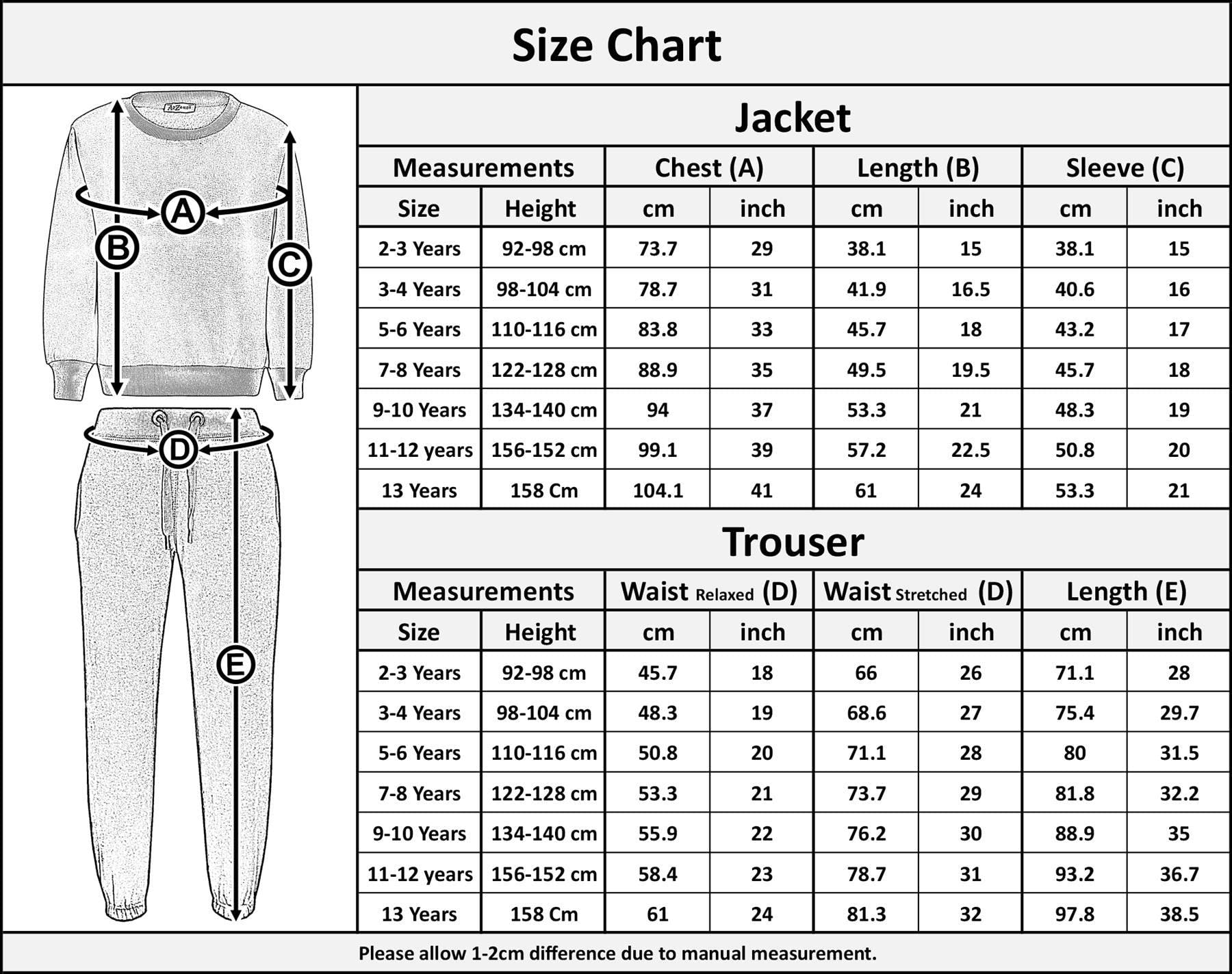 Ensemble de survêtement A2Z 4 pour enfants (sweat-shirt, jogging, vêtements de sport) pour filles et garçons de 2 à 13 ans