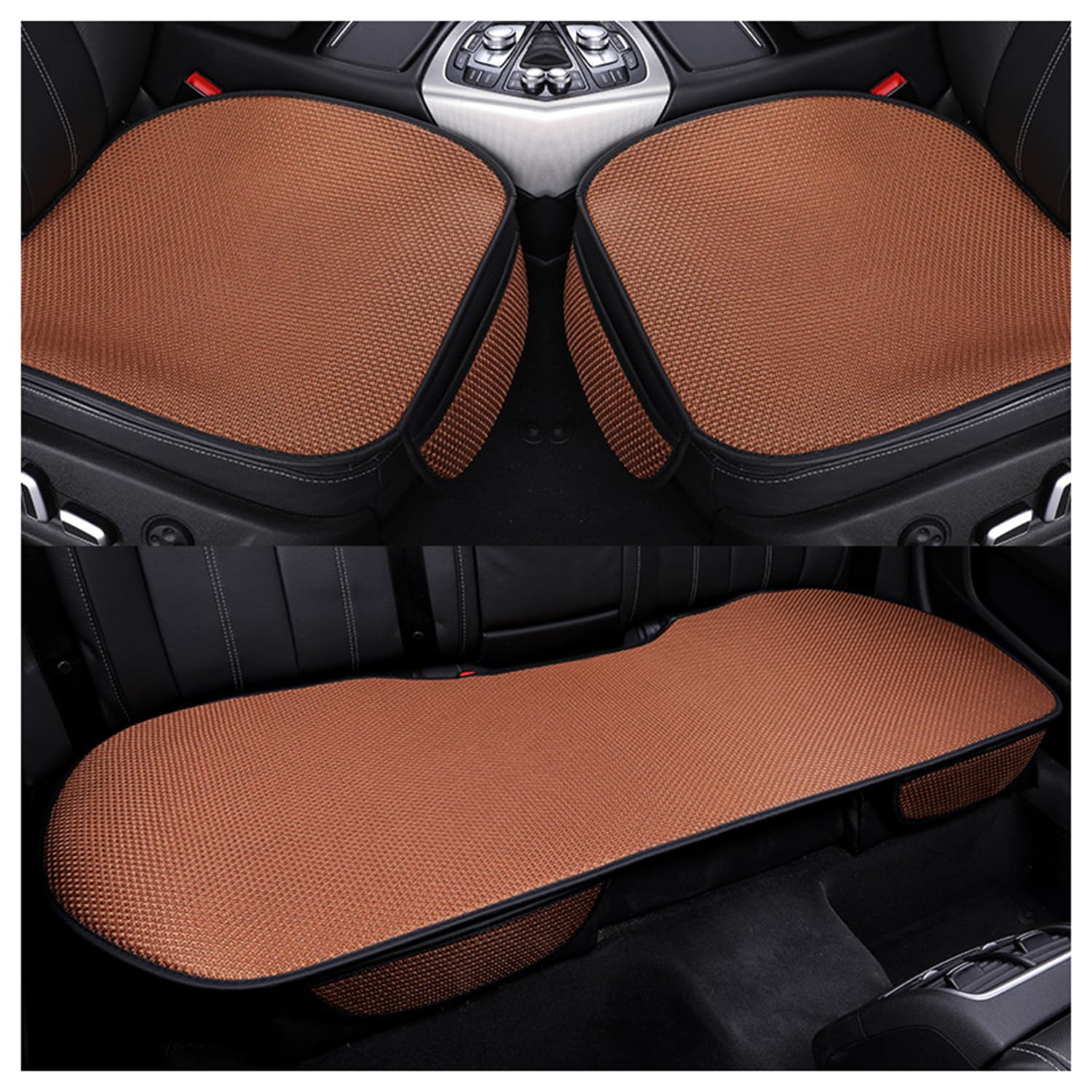 GQTMEUGTZ Car Seat Cushion 3 Piece Set for KIA Cadenza Carnival Carens, Breathable Ice Silk Car Seat Covers Front Rear Protection Anti Slip Pad Set,E