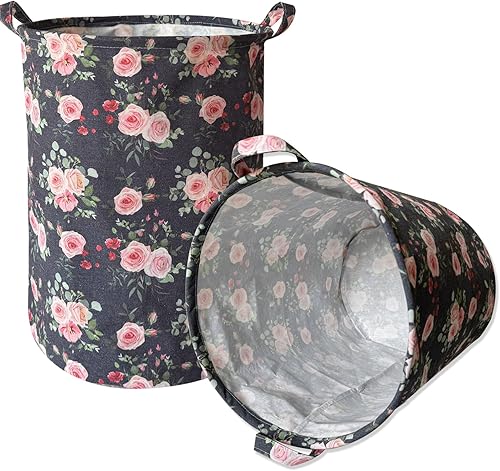 Miniatura 3 de AMROSE Cesta de lavandería para bebé, 19.6 pulgadas, cesta de lona grande para cuarto de bebé, cesta de almacenamiento para ropa sucia, juguetes,