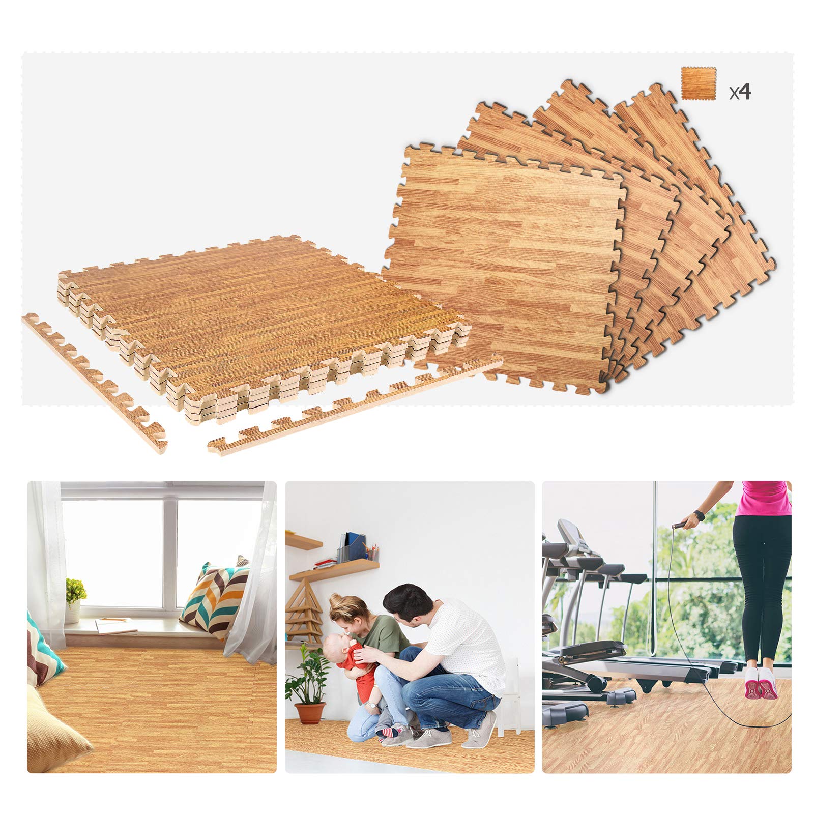 Tappetino Puzzle Per Palestra - Pavimentazione In EVA Antiscivolo, 18 Mattonelle 30x30cm Per Home Gym - Foto 5